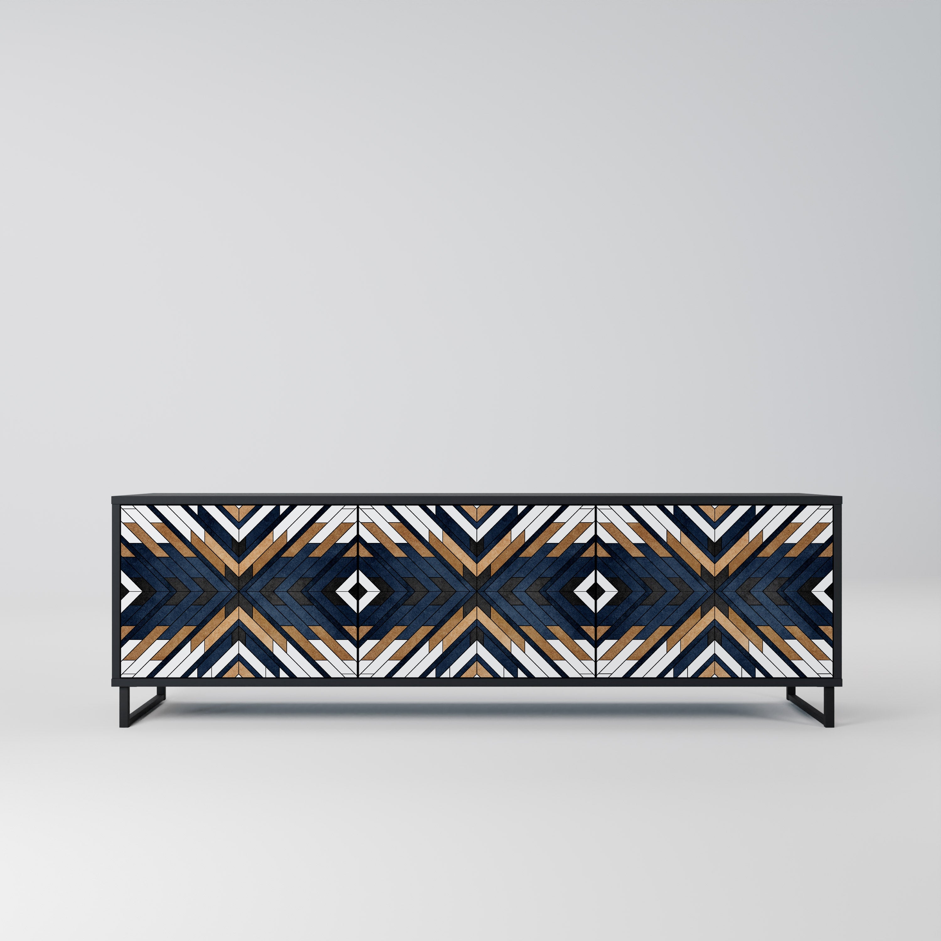 Mueble de TV de 3 puertas ARTFUL GEOMETRY con acabado negro
