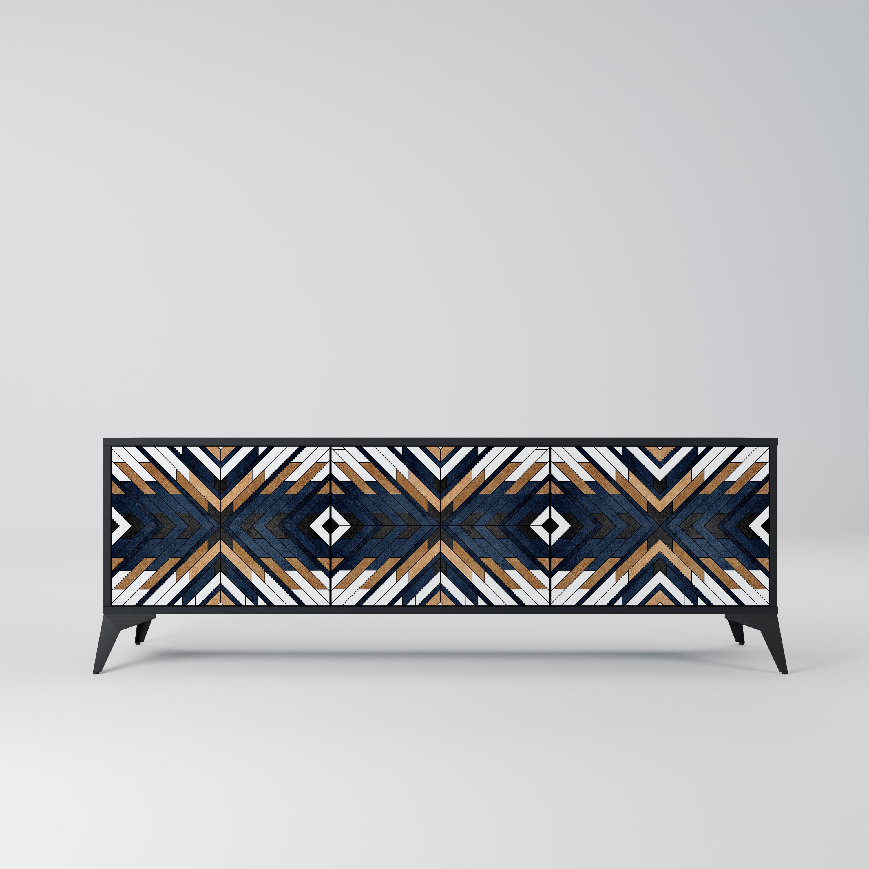 Mueble de TV de 3 puertas ARTFUL GEOMETRY con acabado negro
