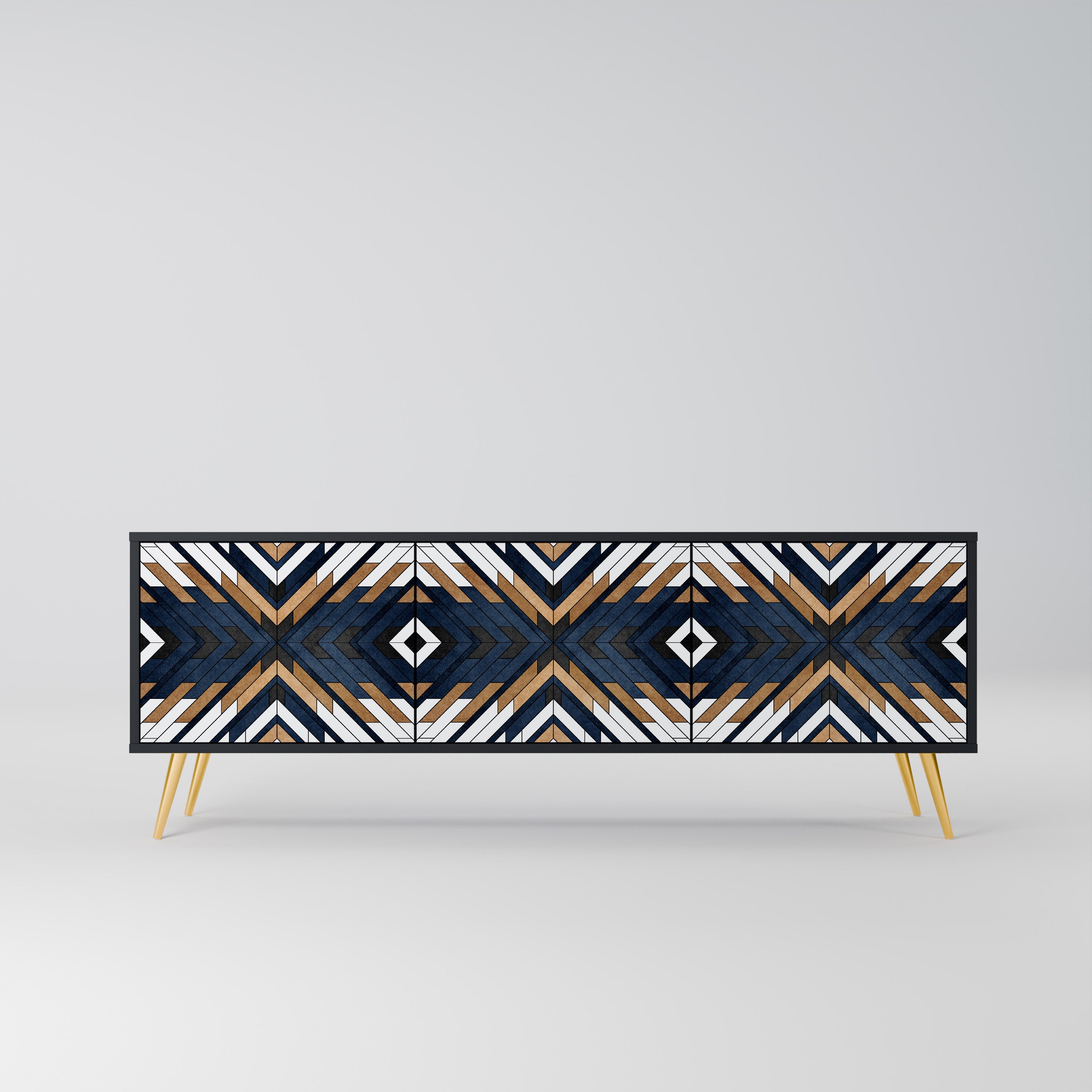 Mueble de TV de 3 puertas ARTFUL GEOMETRY con acabado negro