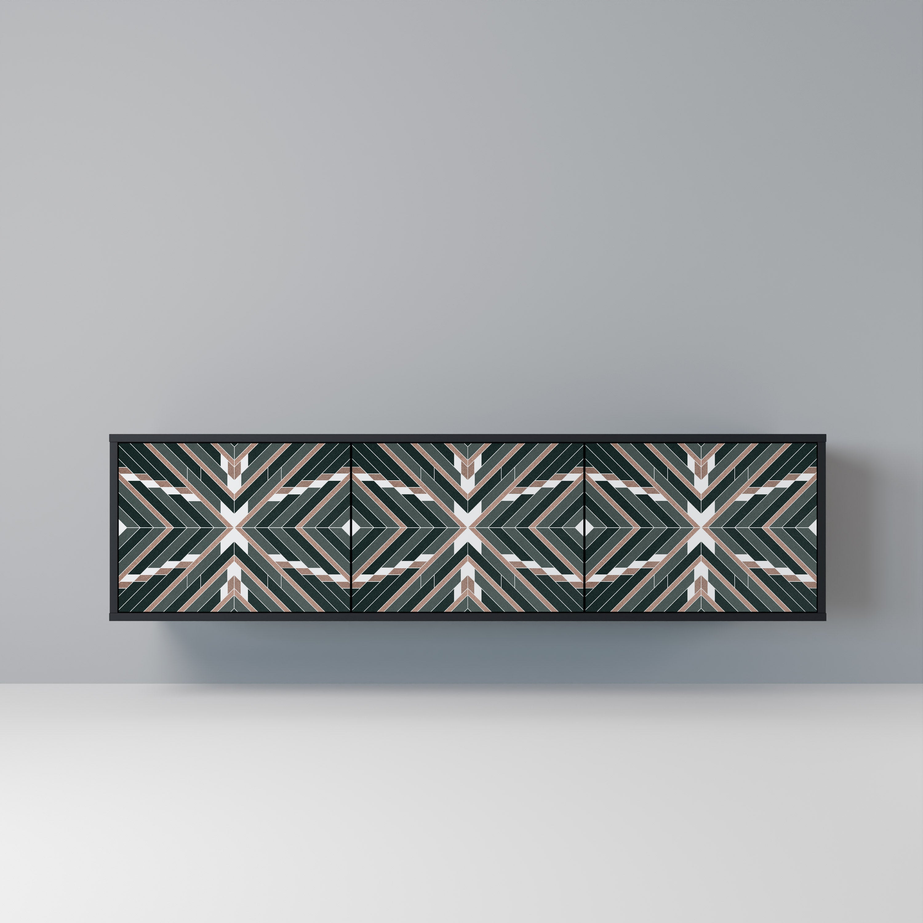 Mueble de TV de 3 puertas DIMENSION DELIGHTS con acabado negro