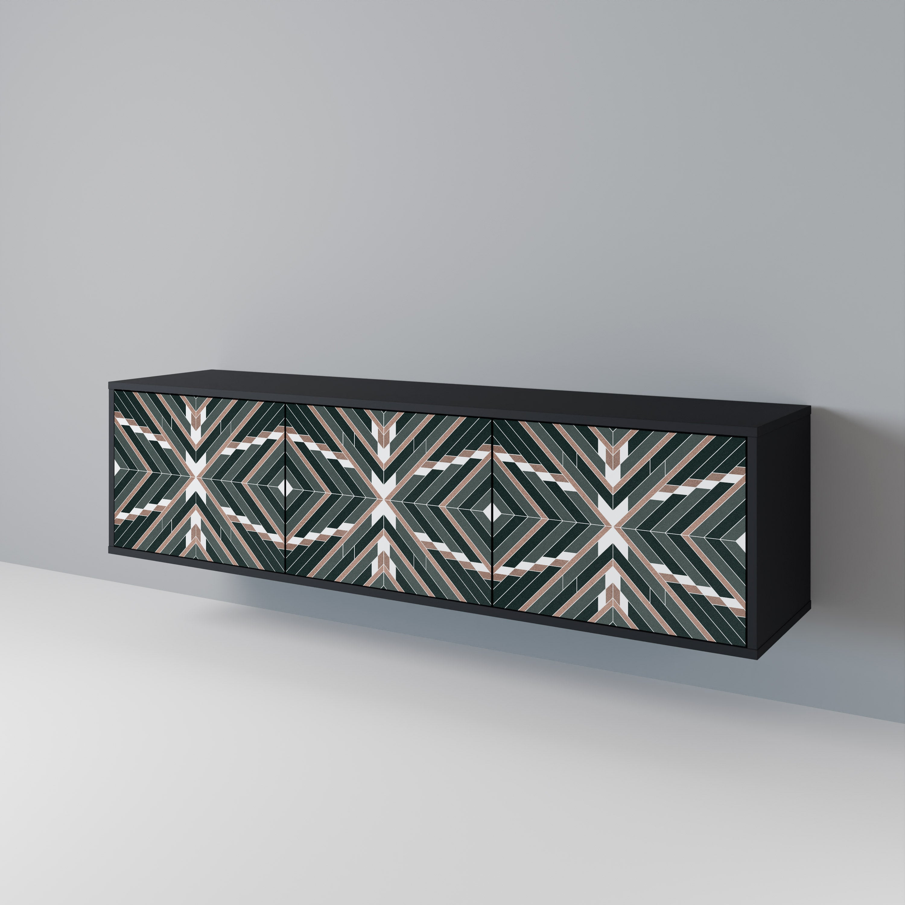 Mueble de TV de 3 puertas DIMENSION DELIGHTS con acabado negro