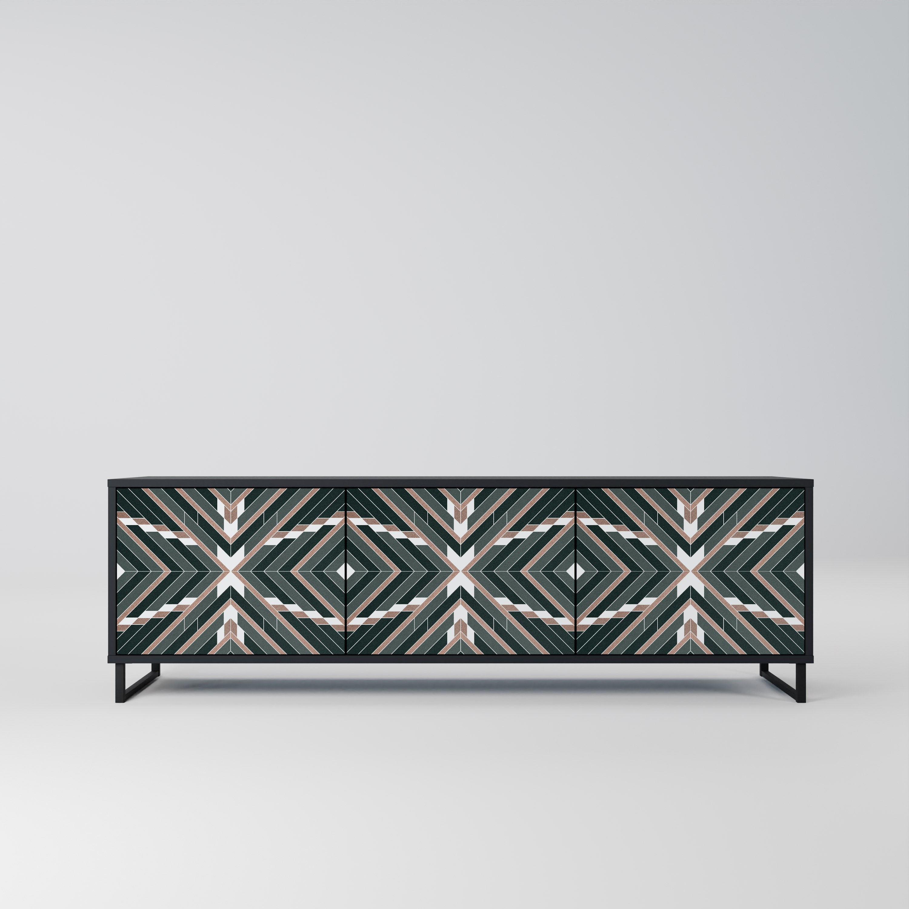 Mueble de TV de 3 puertas DIMENSION DELIGHTS con acabado negro