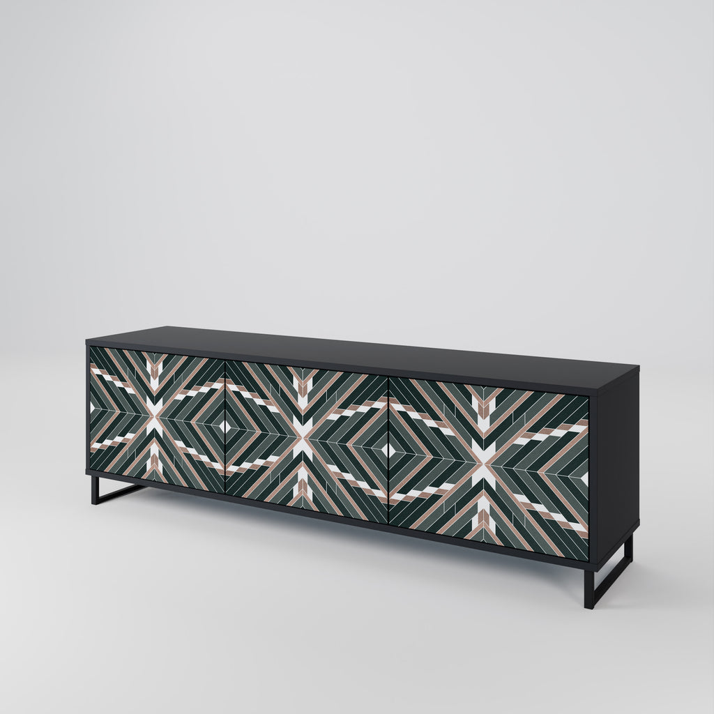 Mueble de TV de 3 puertas DIMENSION DELIGHTS con acabado negro