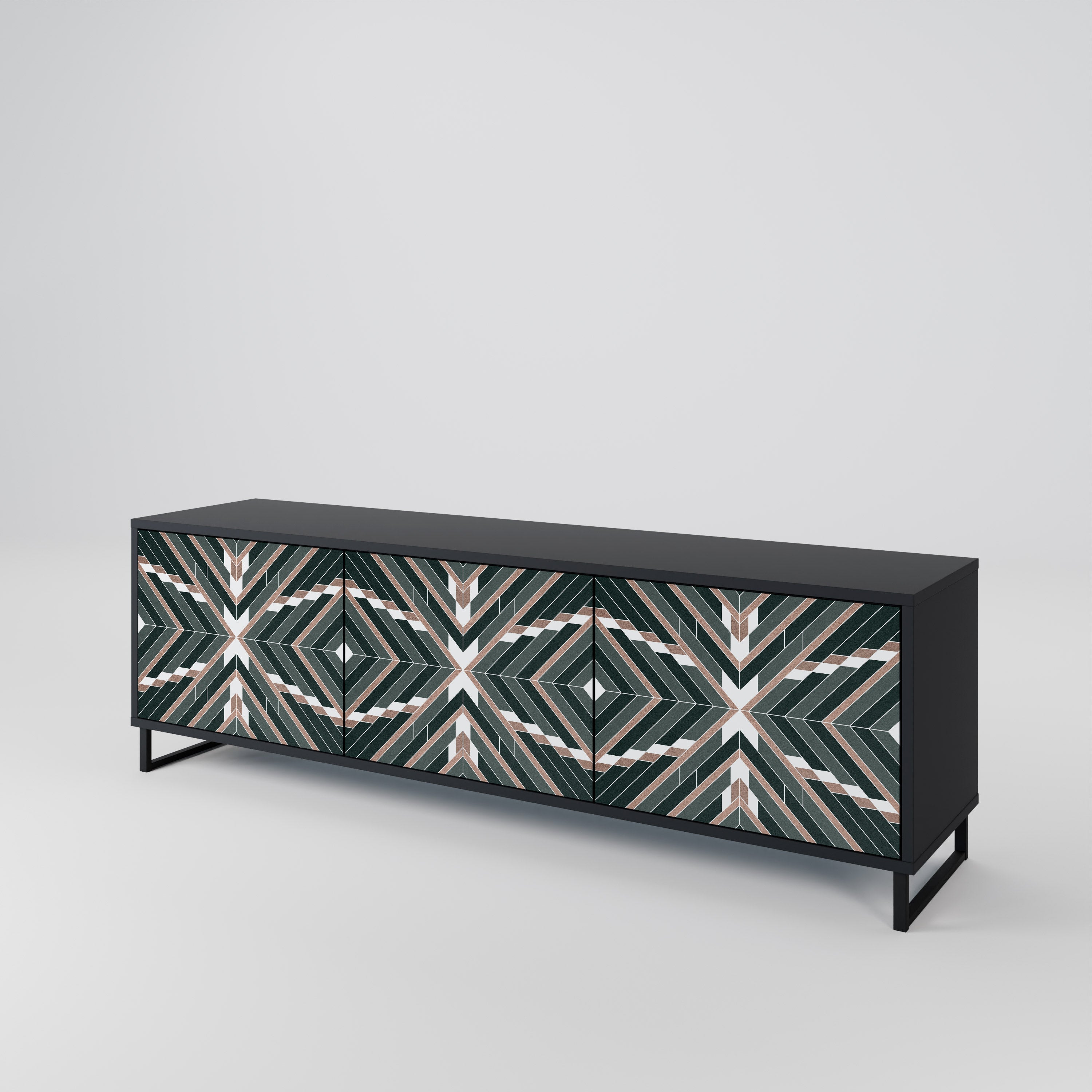 Mueble de TV de 3 puertas DIMENSION DELIGHTS con acabado negro