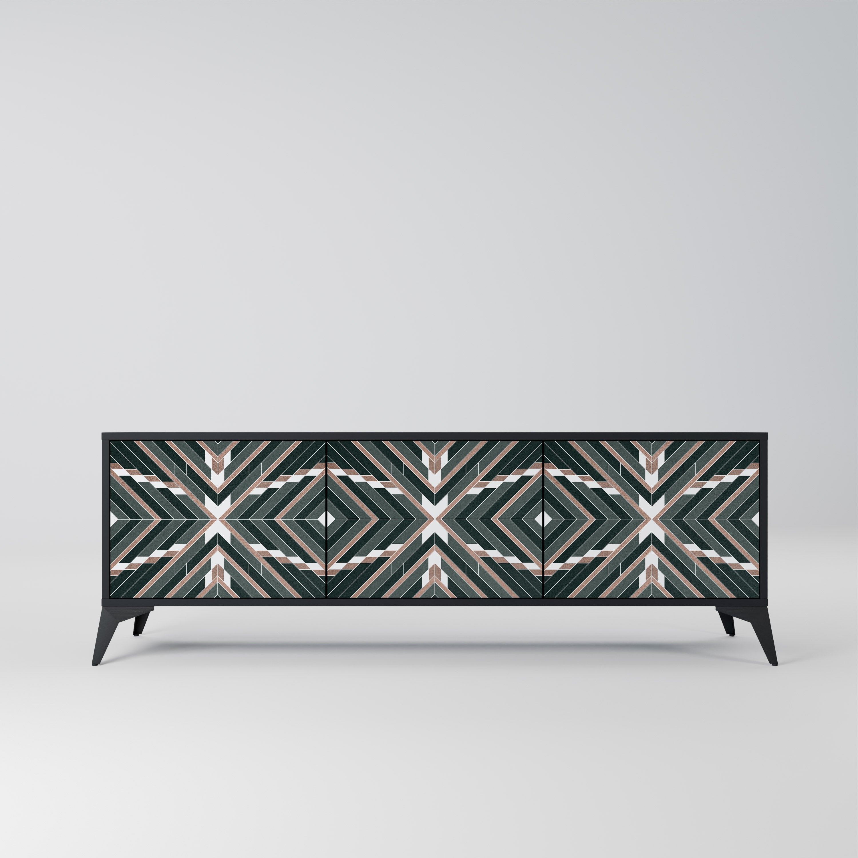 Mueble de TV de 3 puertas DIMENSION DELIGHTS con acabado negro