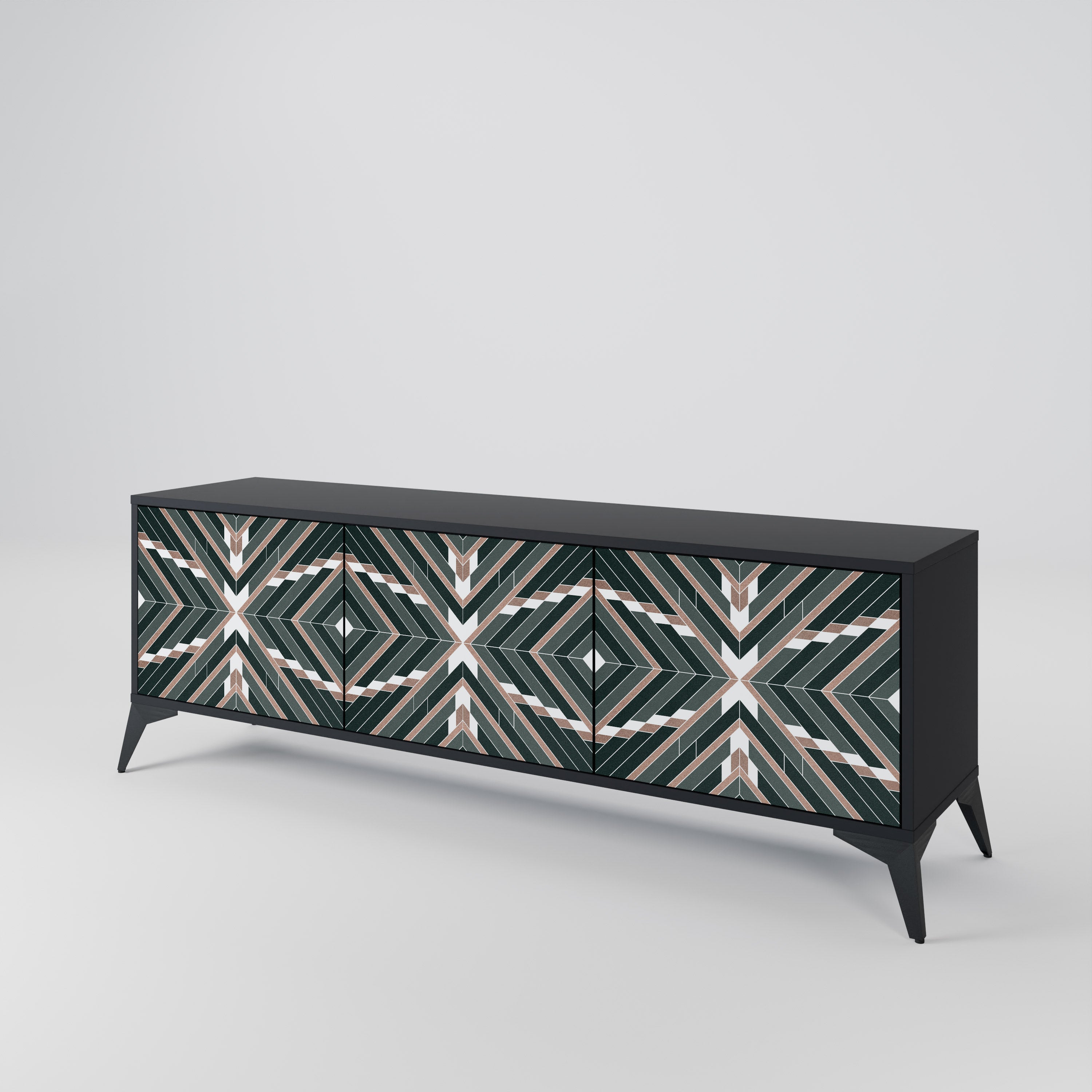 Mueble de TV de 3 puertas DIMENSION DELIGHTS con acabado negro