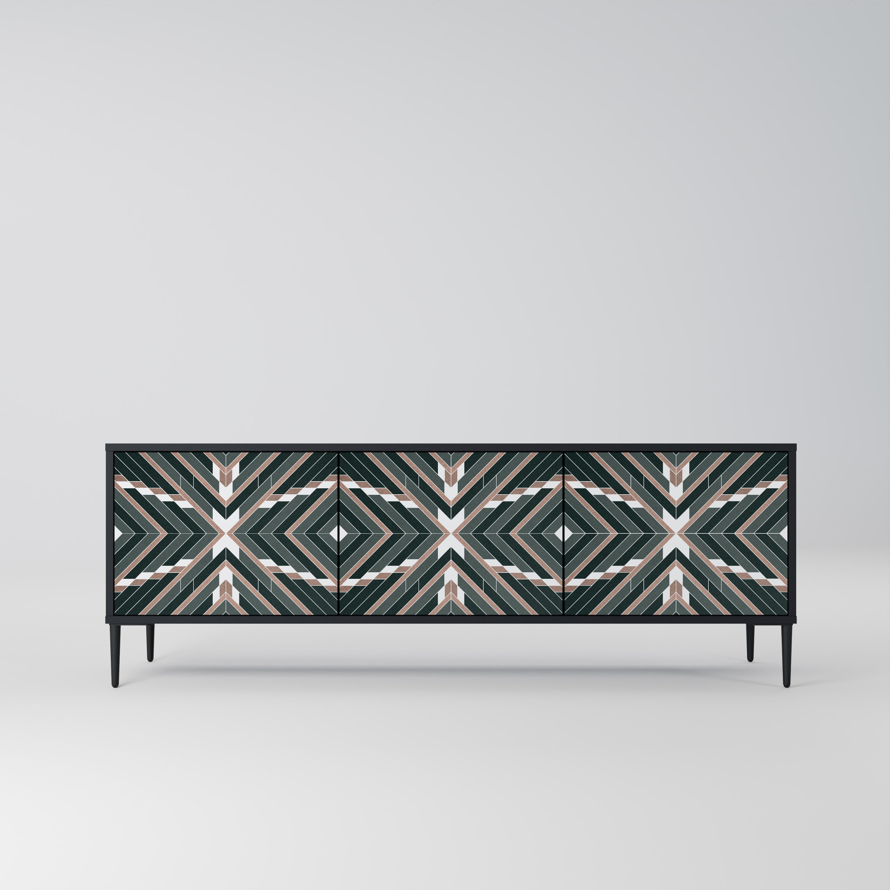 Mueble de TV de 3 puertas DIMENSION DELIGHTS con acabado negro