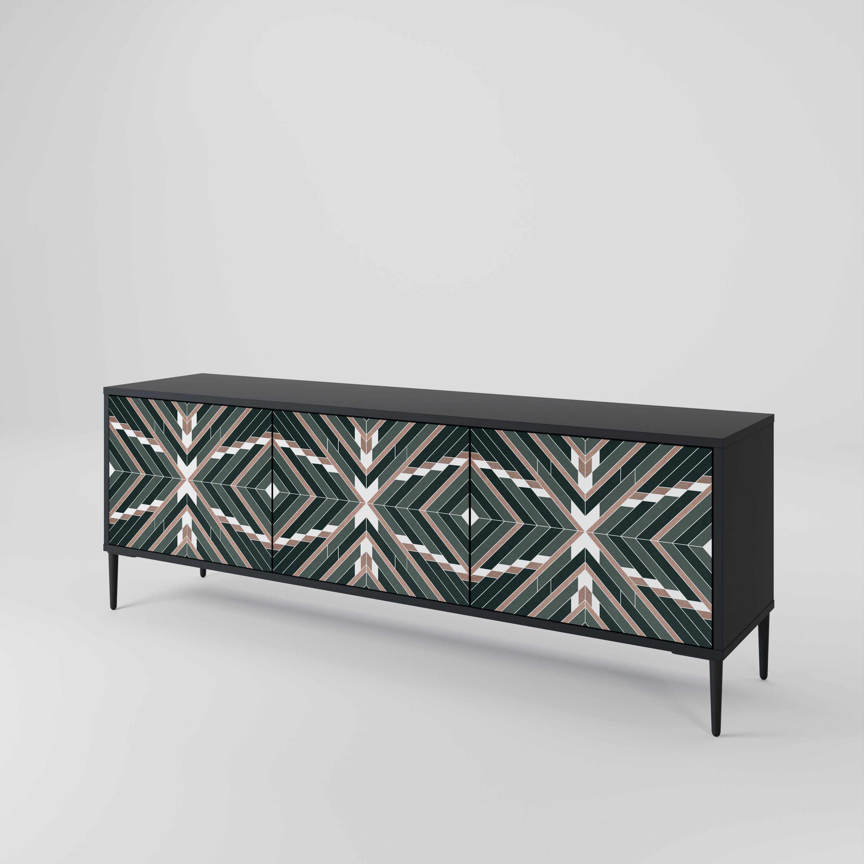 Mueble de TV de 3 puertas DIMENSION DELIGHTS con acabado negro