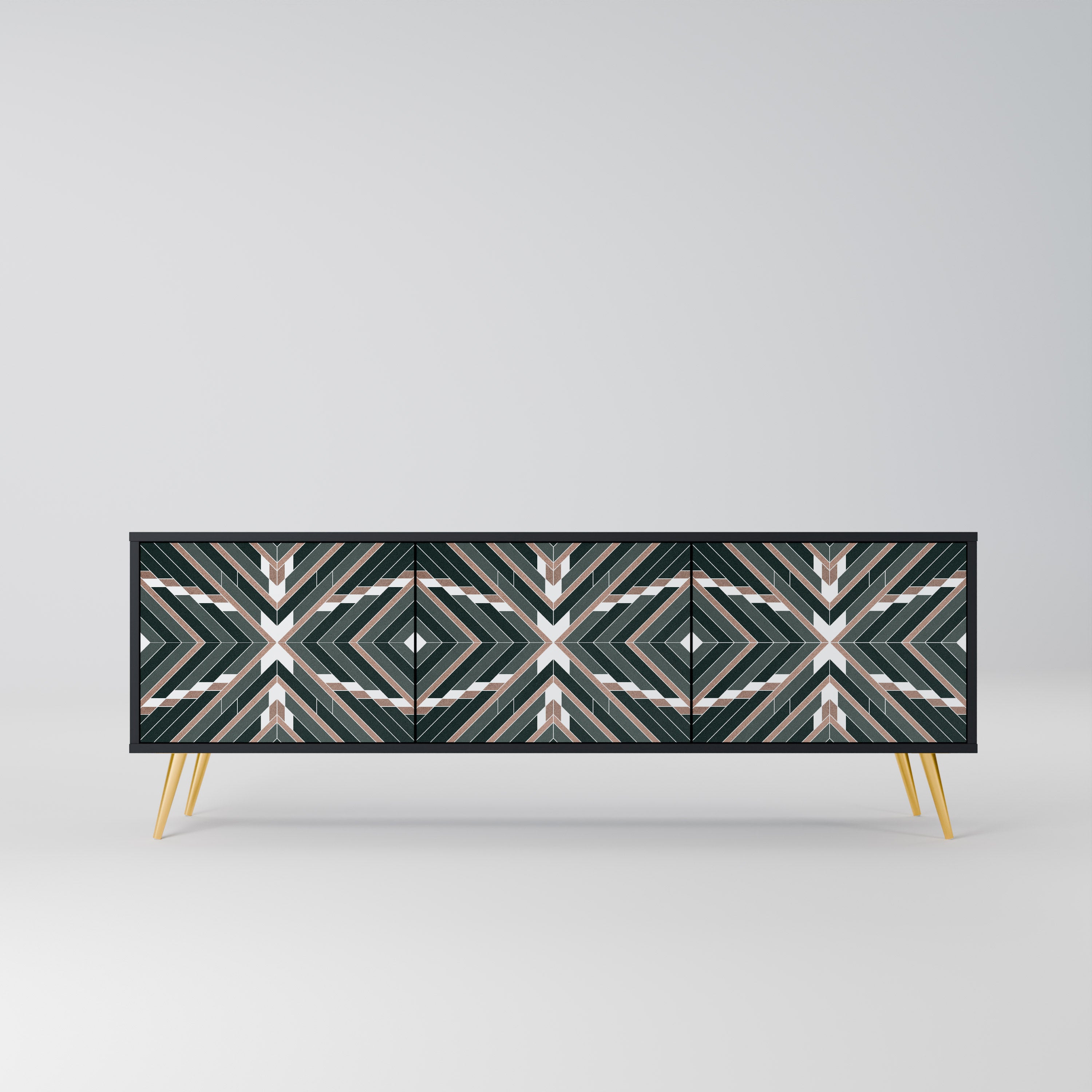 Mueble de TV de 3 puertas DIMENSION DELIGHTS con acabado negro