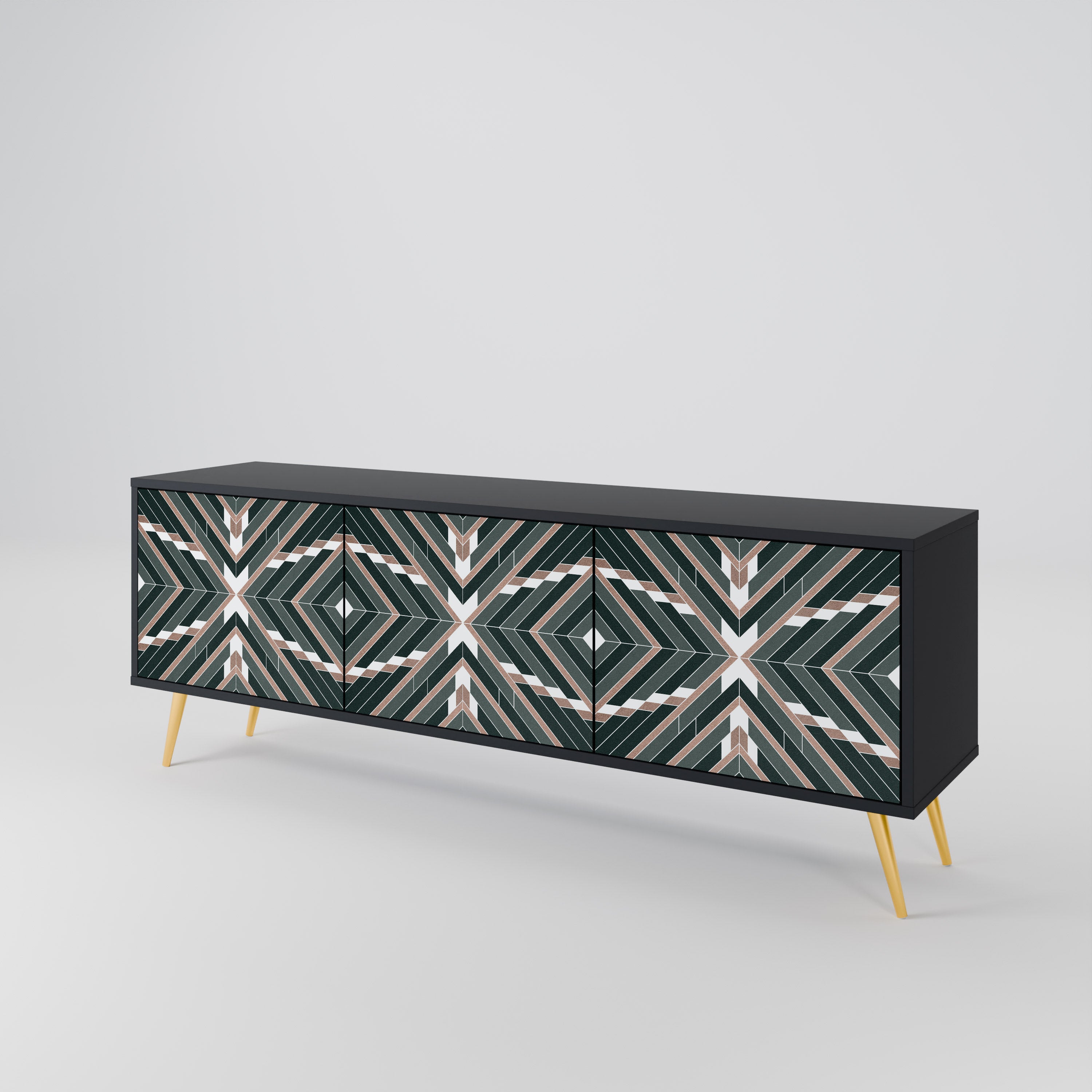 Mueble de TV de 3 puertas DIMENSION DELIGHTS con acabado negro