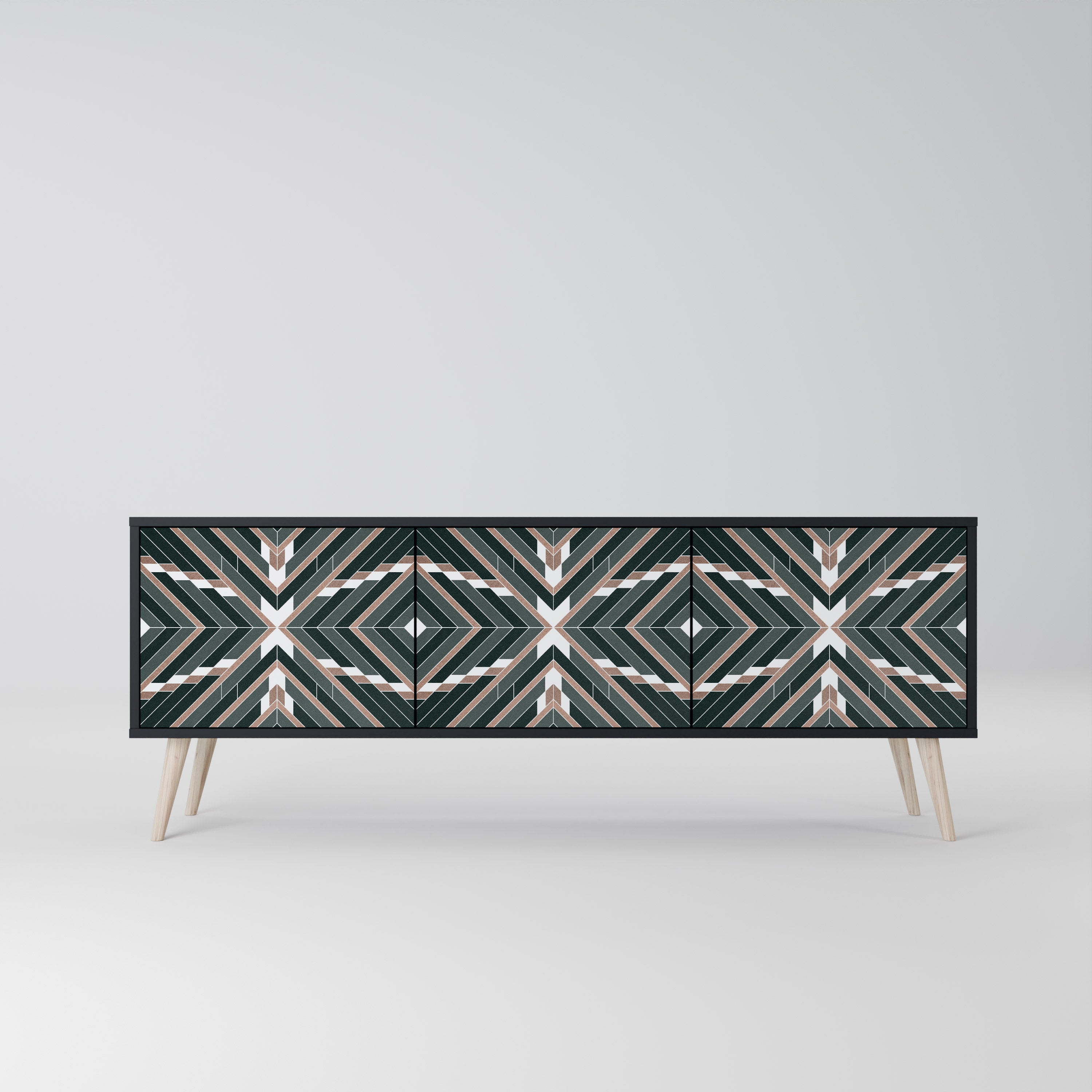 Mueble de TV de 3 puertas DIMENSION DELIGHTS con acabado negro