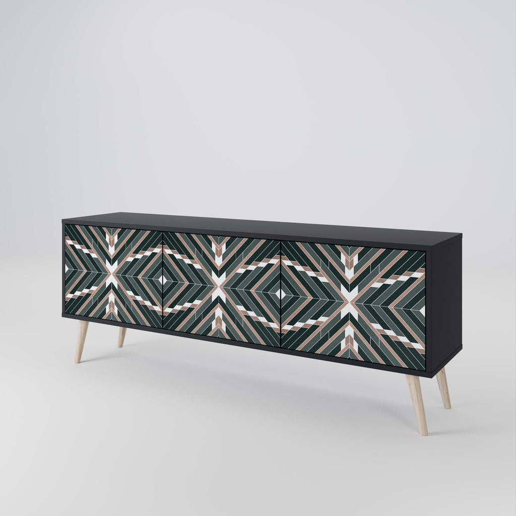 Mueble de TV de 3 puertas DIMENSION DELIGHTS con acabado negro