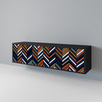 VIBRANT PATCHWORK Mueble de TV de 3 Puertas en Acabado Negro