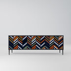 VIBRANT PATCHWORK Mueble de TV de 3 Puertas en Acabado Negro