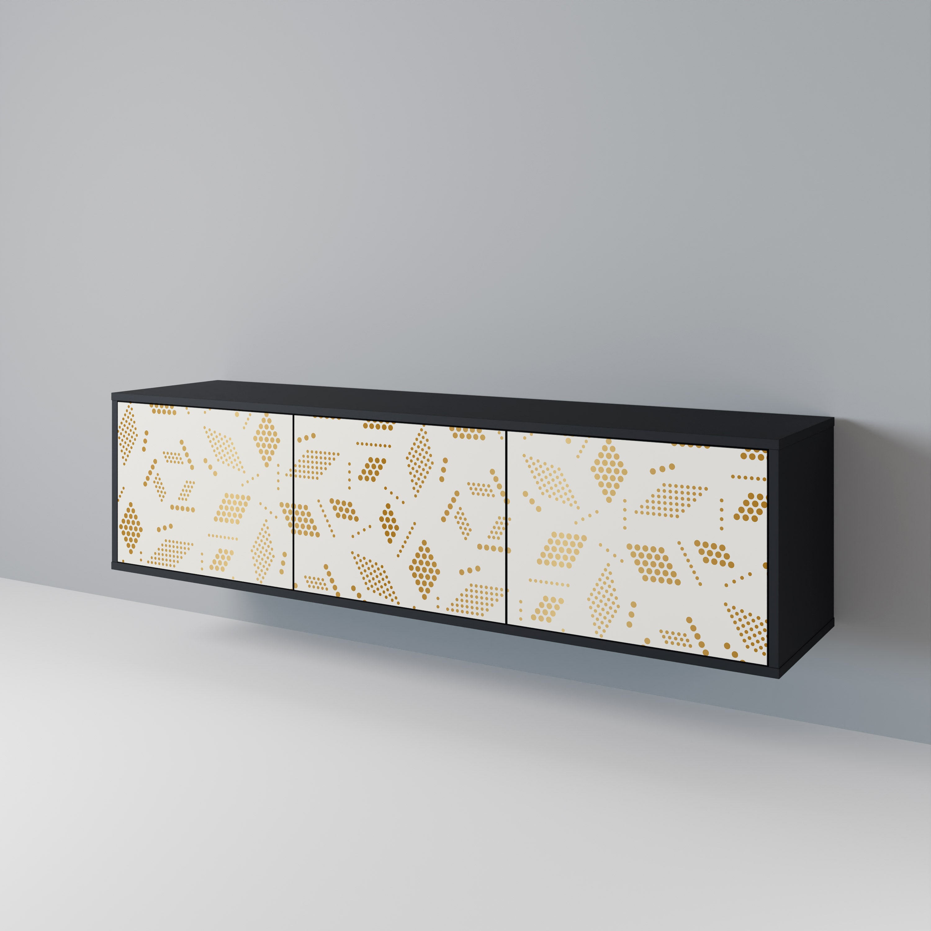 Mueble para TV de 3 puertas SPOTTED DAZE con acabado negro