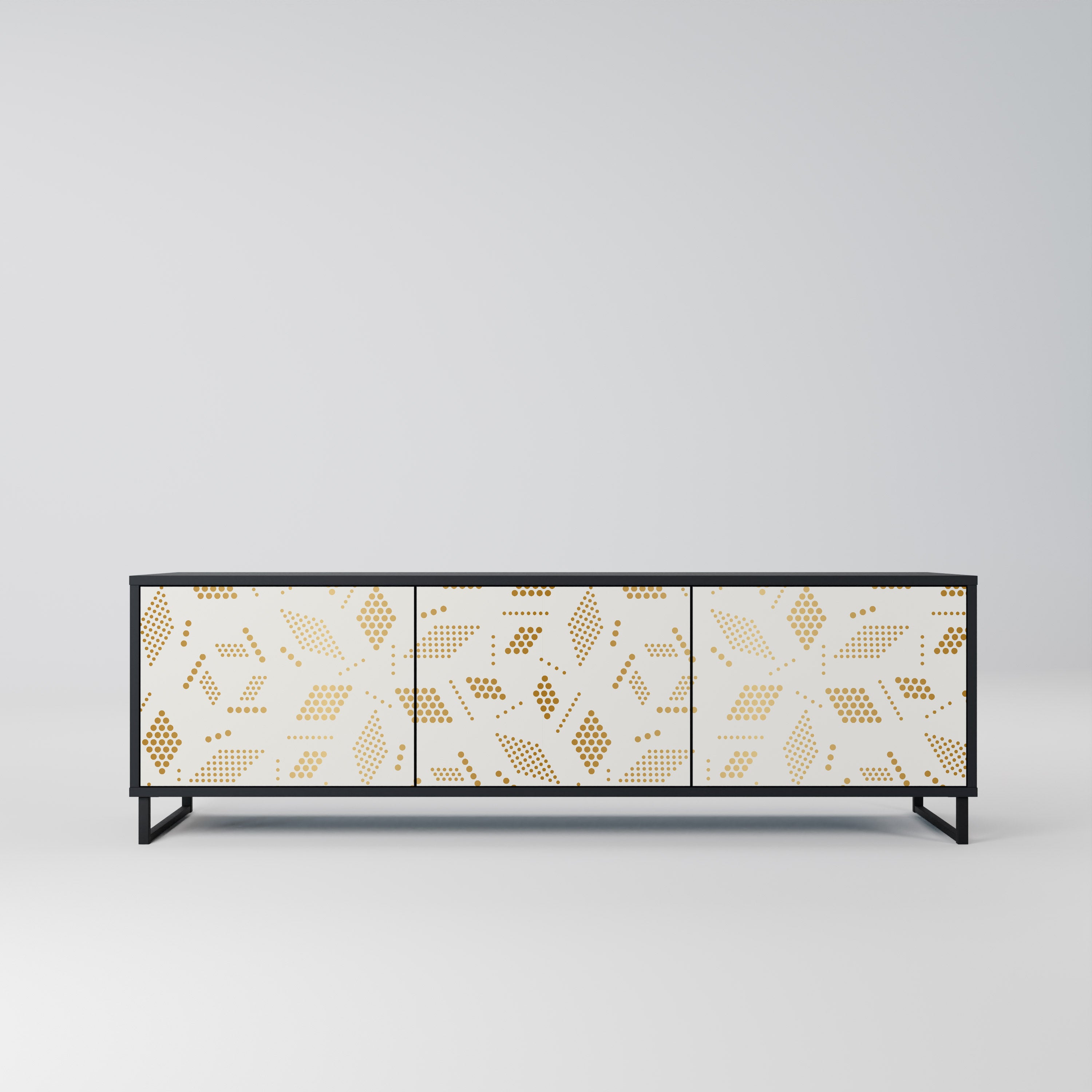 Mueble para TV de 3 puertas SPOTTED DAZE con acabado negro