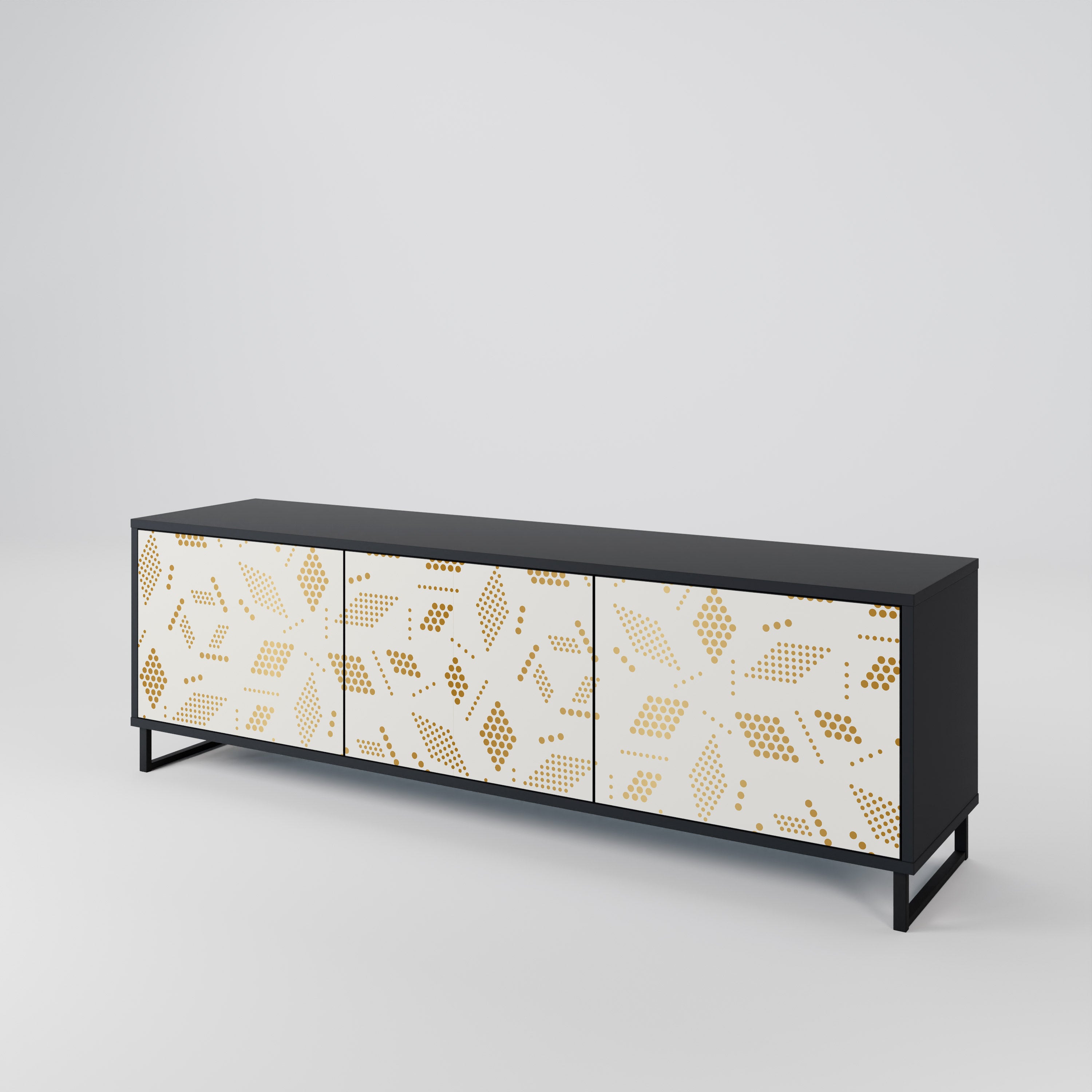Mueble para TV de 3 puertas SPOTTED DAZE con acabado negro
