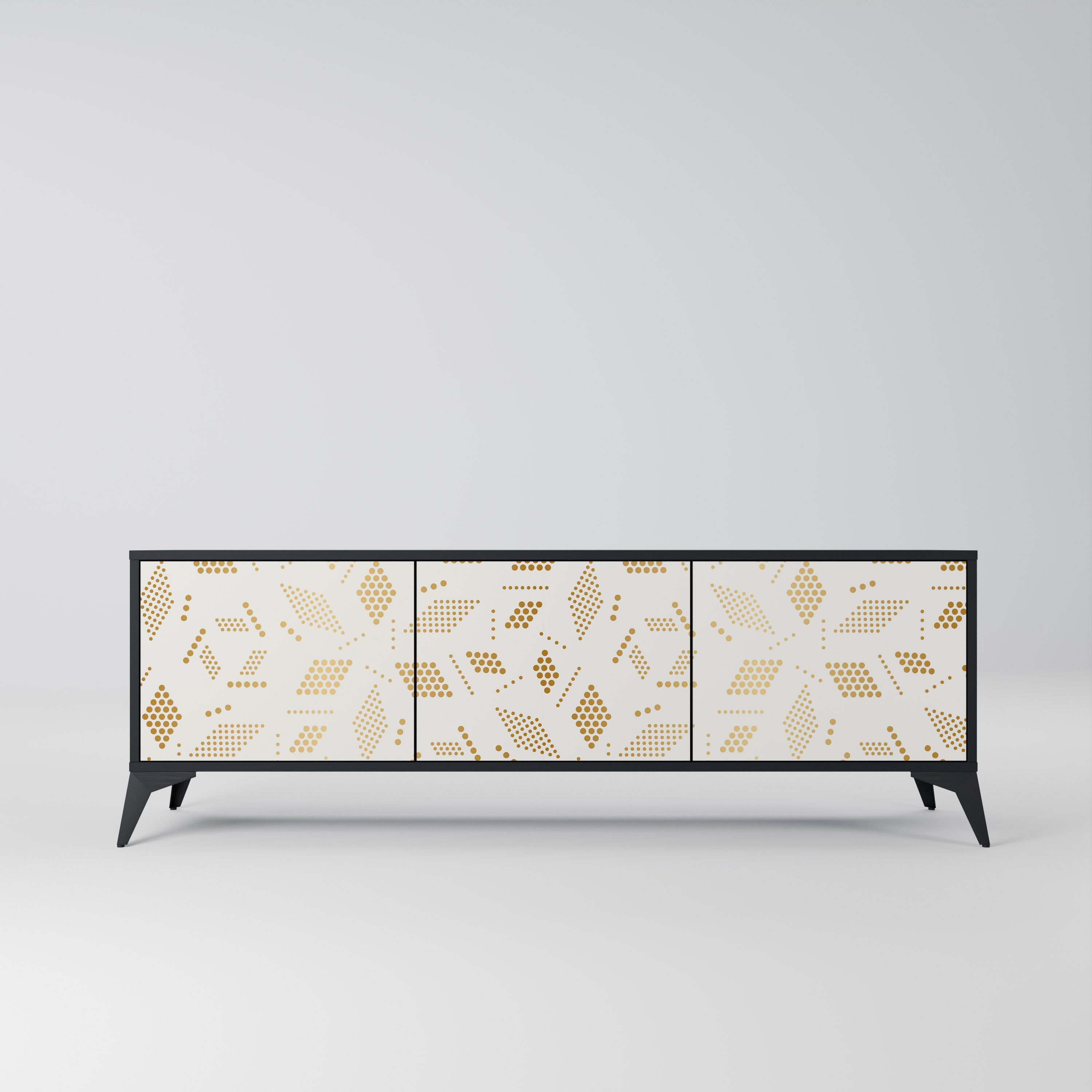 Mueble para TV de 3 puertas SPOTTED DAZE con acabado negro
