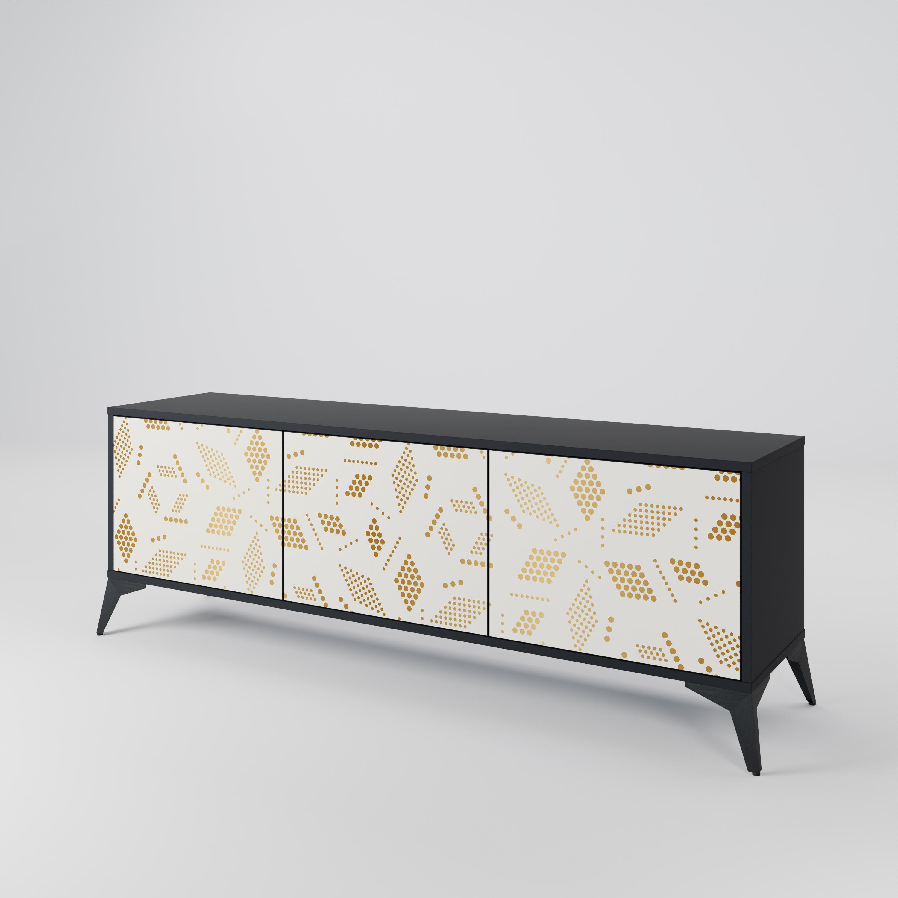 Mueble para TV de 3 puertas SPOTTED DAZE con acabado negro