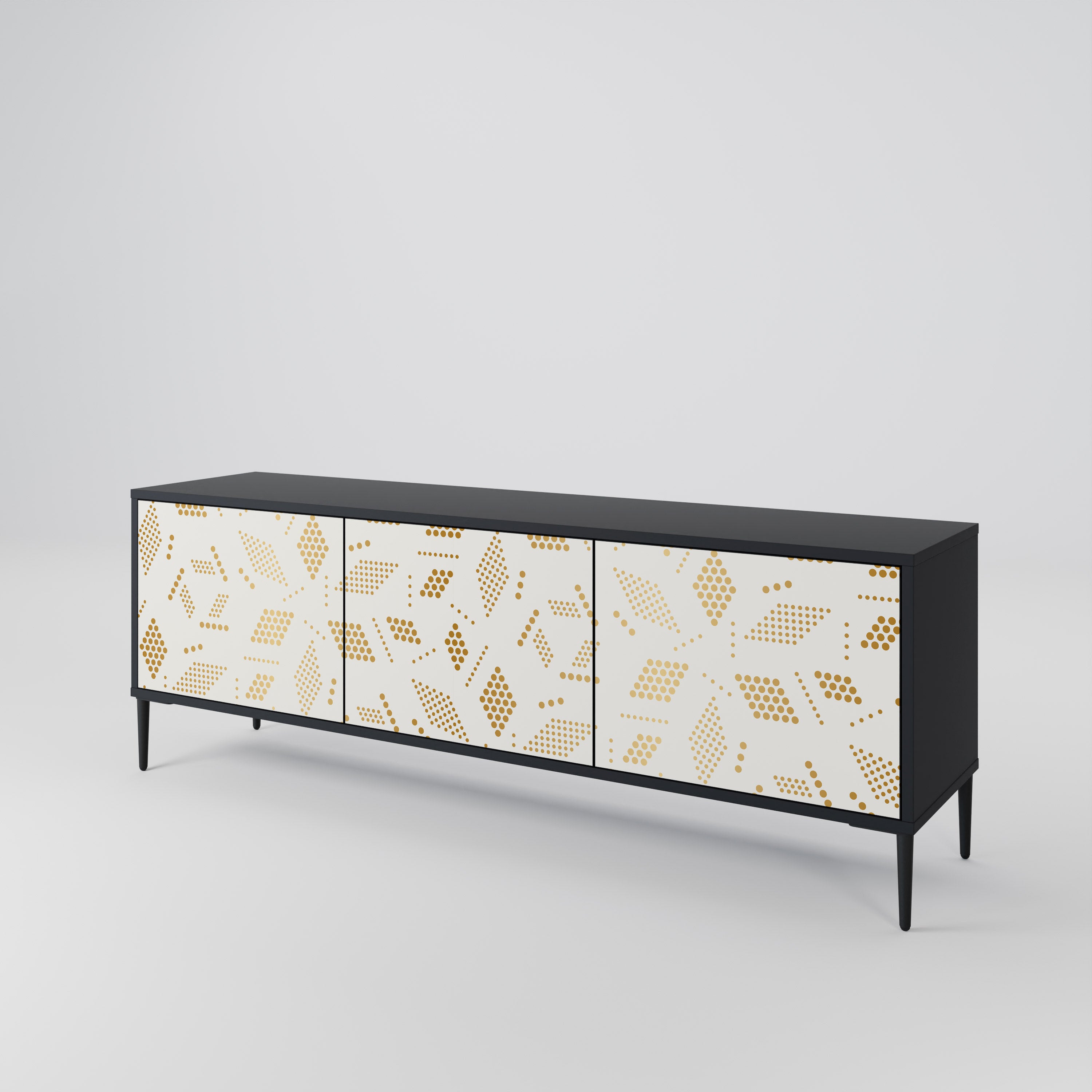 Mueble para TV de 3 puertas SPOTTED DAZE con acabado negro