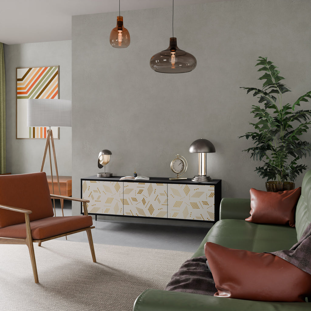 Mueble para TV de 3 puertas SPOTTED DAZE con acabado negro