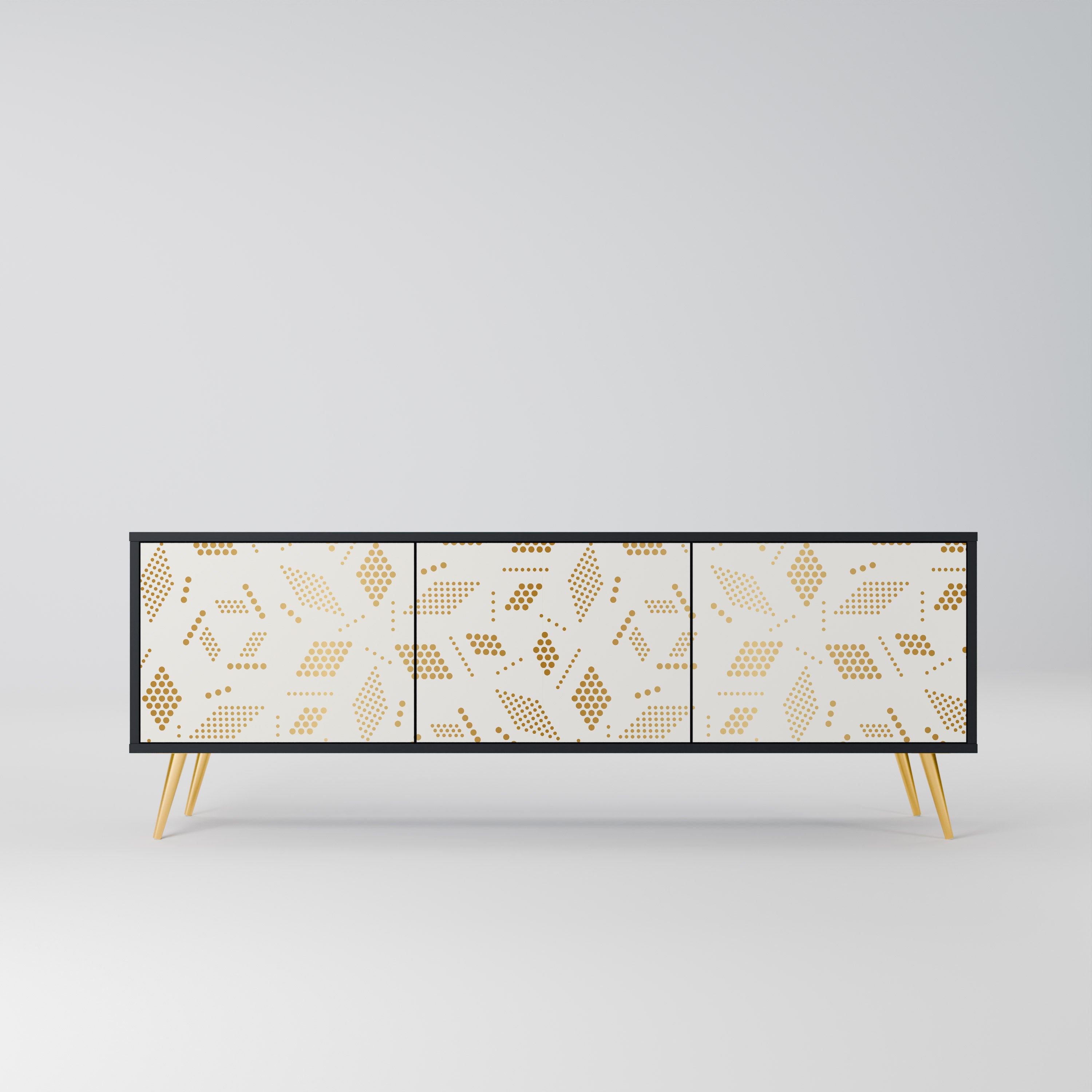 Mueble para TV de 3 puertas SPOTTED DAZE con acabado negro