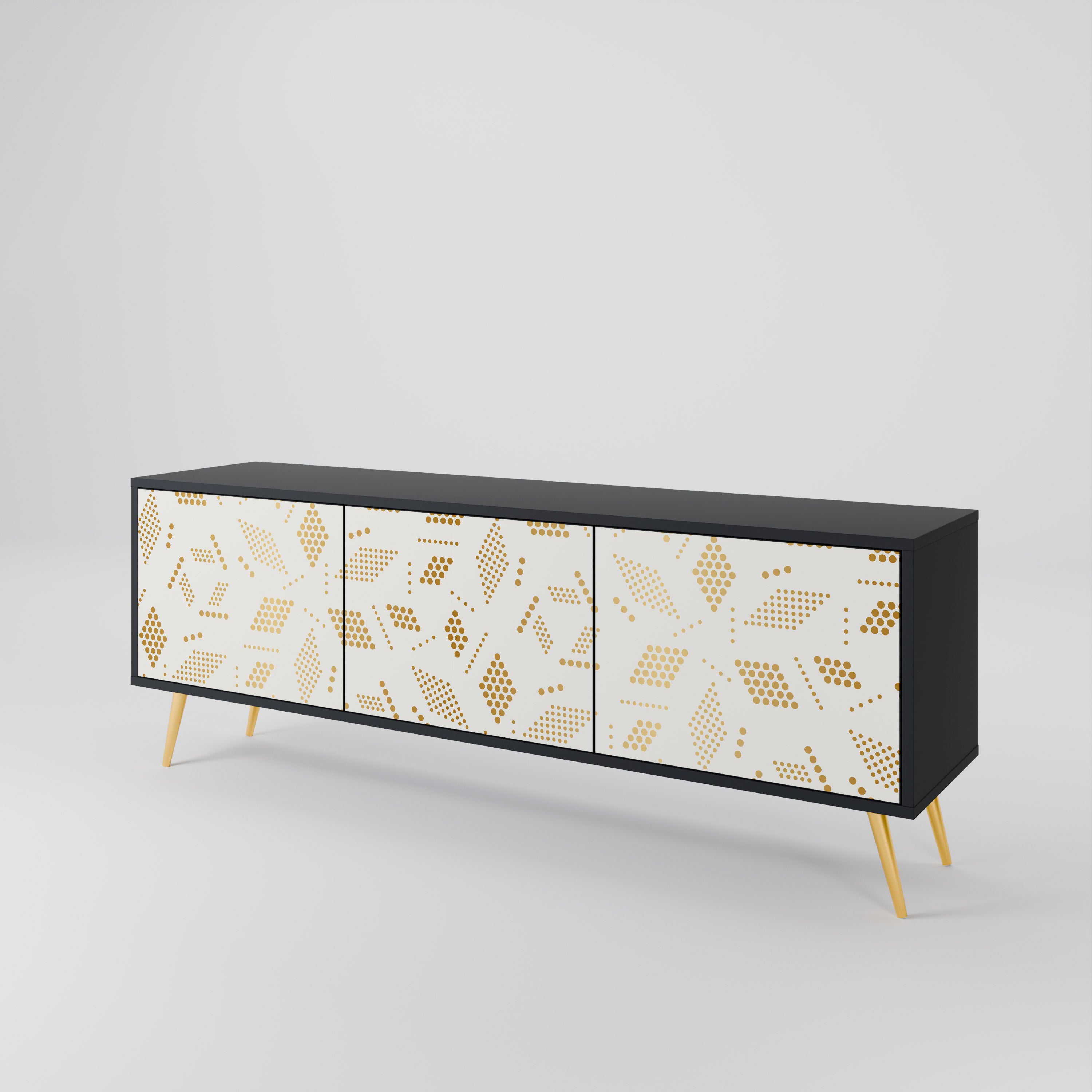 Mueble para TV de 3 puertas SPOTTED DAZE con acabado negro