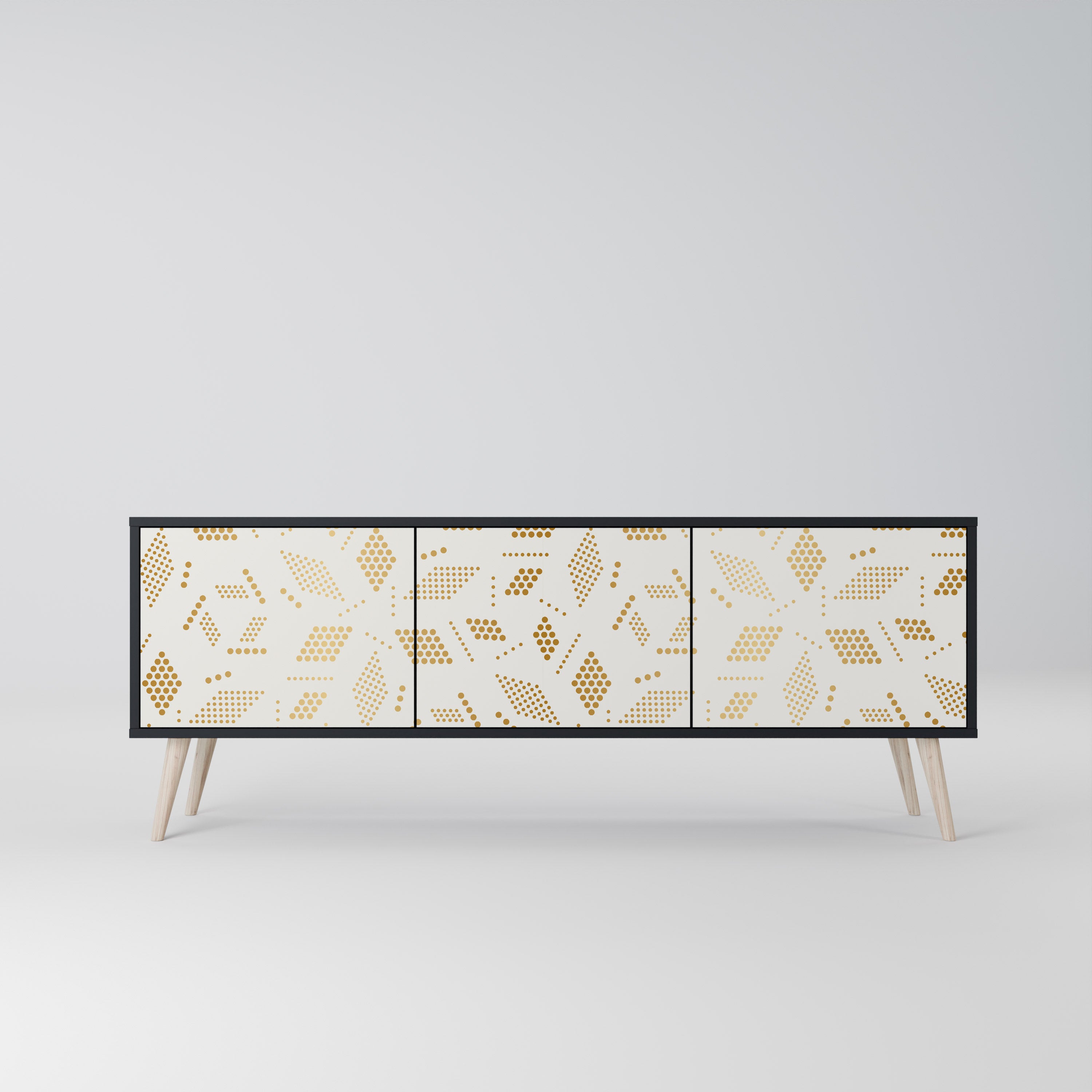 Mueble para TV de 3 puertas SPOTTED DAZE con acabado negro