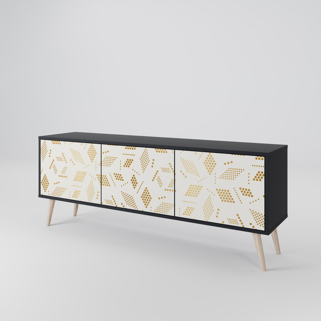 Mueble para TV de 3 puertas SPOTTED DAZE con acabado negro