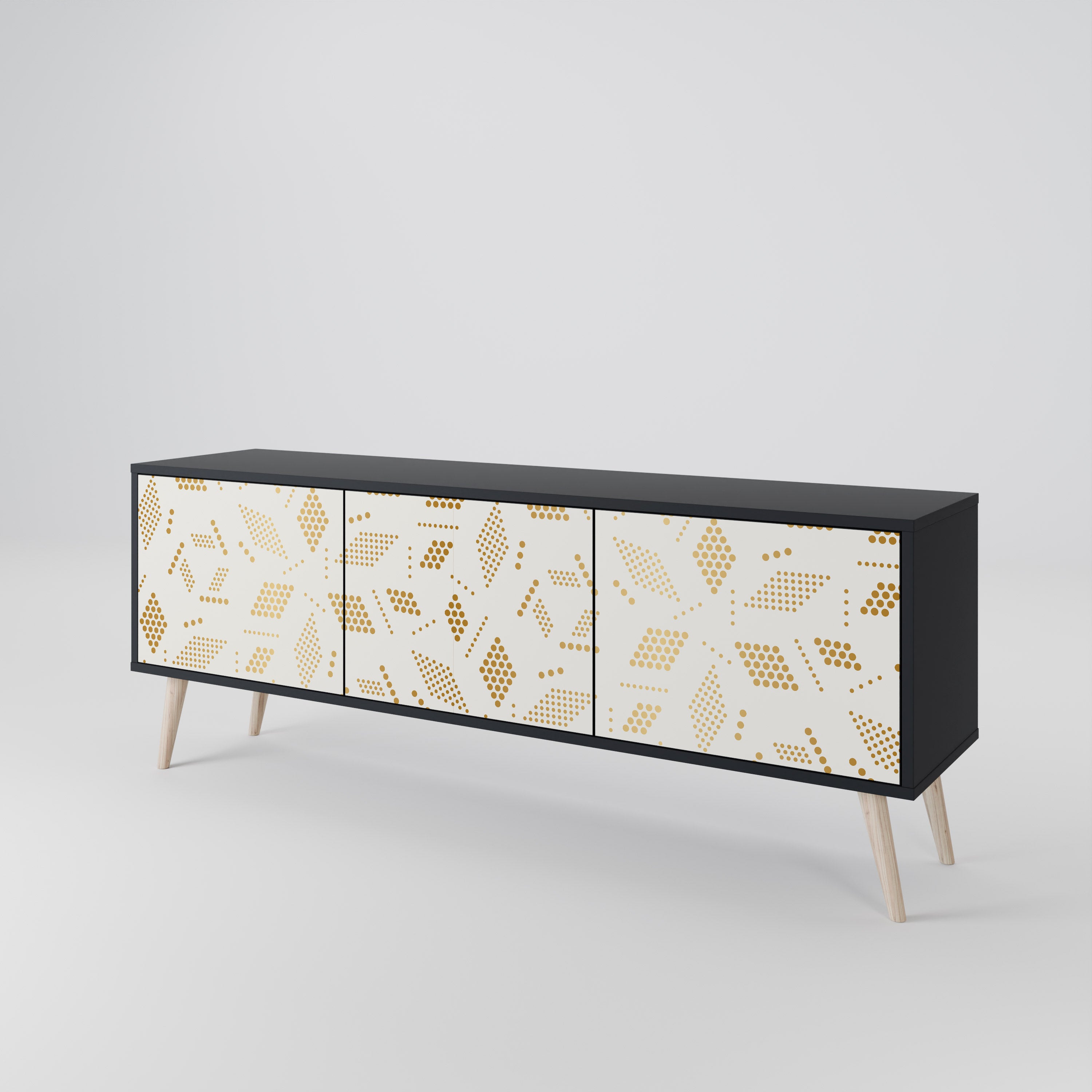 Mueble para TV de 3 puertas SPOTTED DAZE con acabado negro