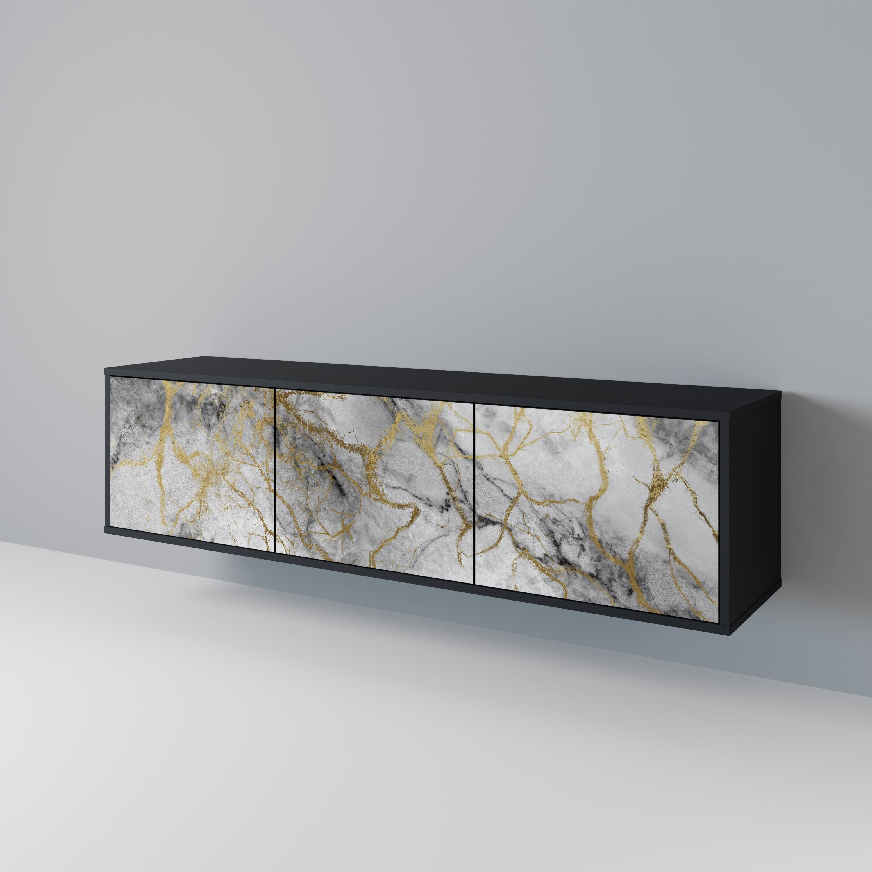 Mueble de TV TIMELESS GLIDE de 3 puertas con acabado negro