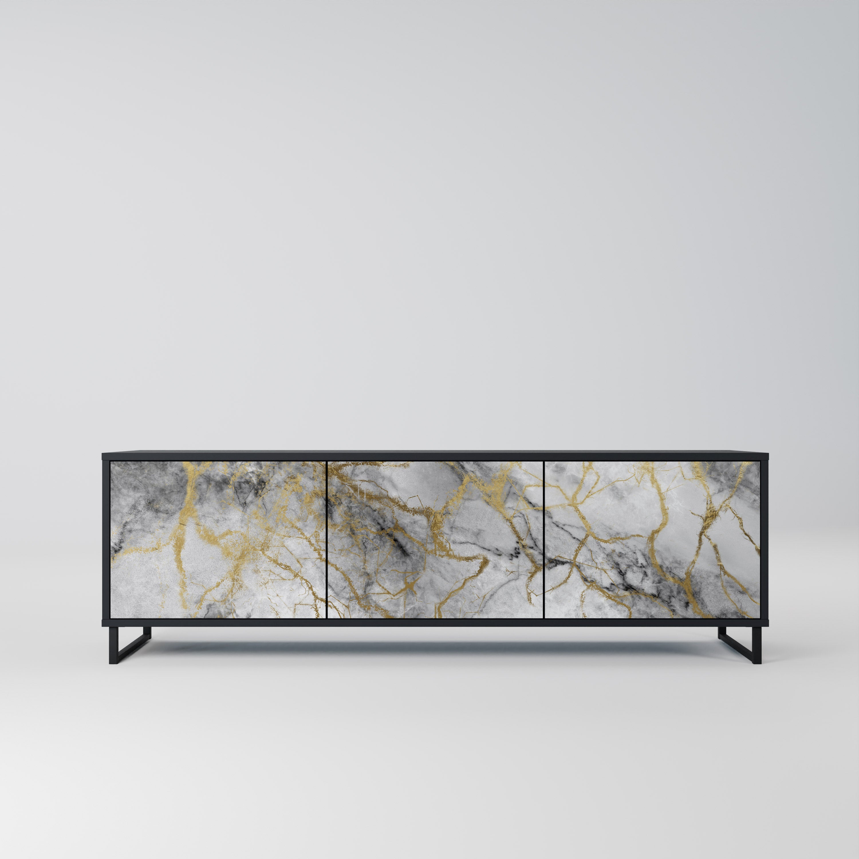Mueble de TV TIMELESS GLIDE de 3 puertas con acabado negro