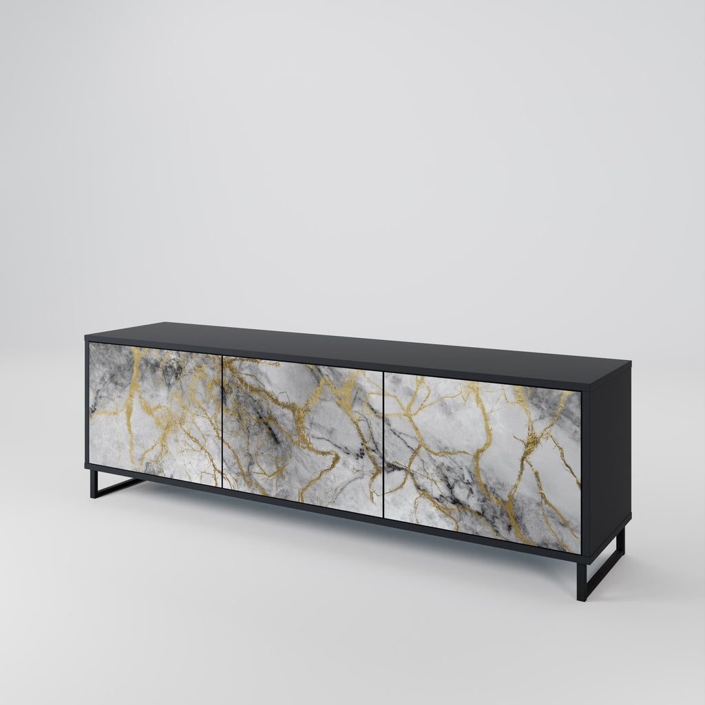 Mueble de TV TIMELESS GLIDE de 3 puertas con acabado negro