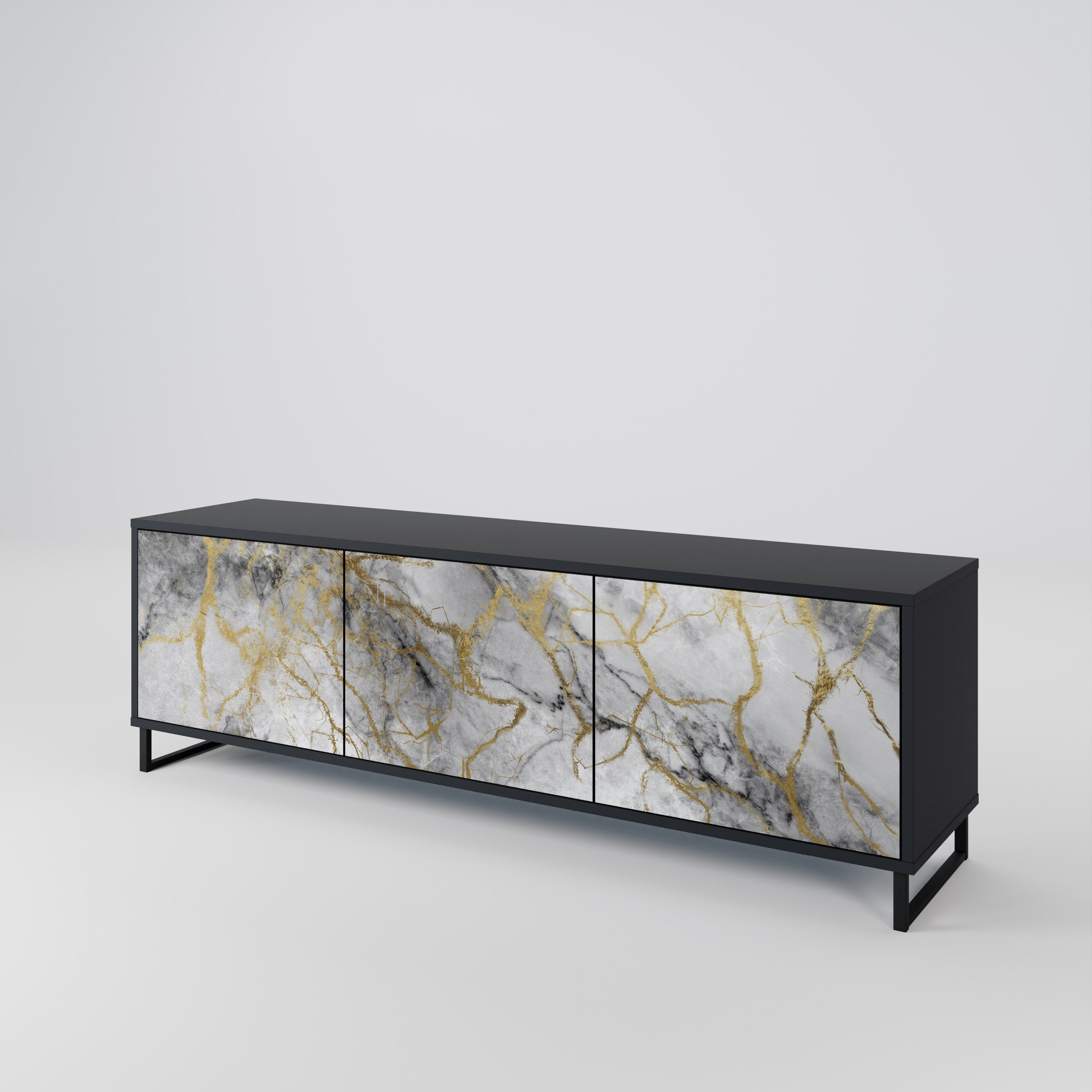 Mueble de TV TIMELESS GLIDE de 3 puertas con acabado negro