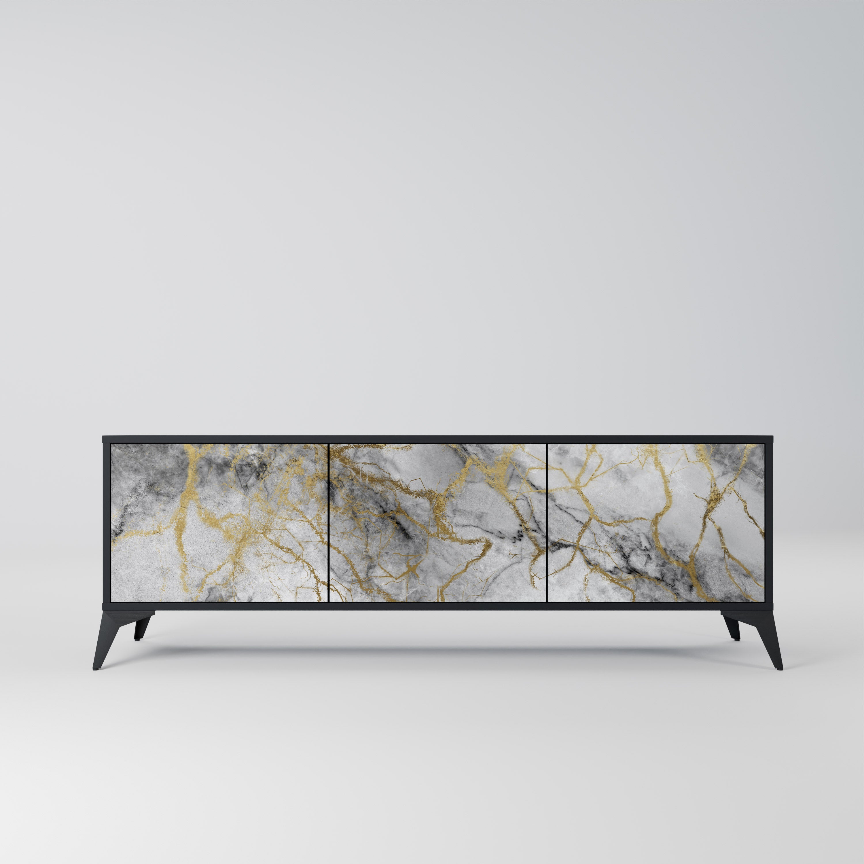 Mueble de TV TIMELESS GLIDE de 3 puertas con acabado negro