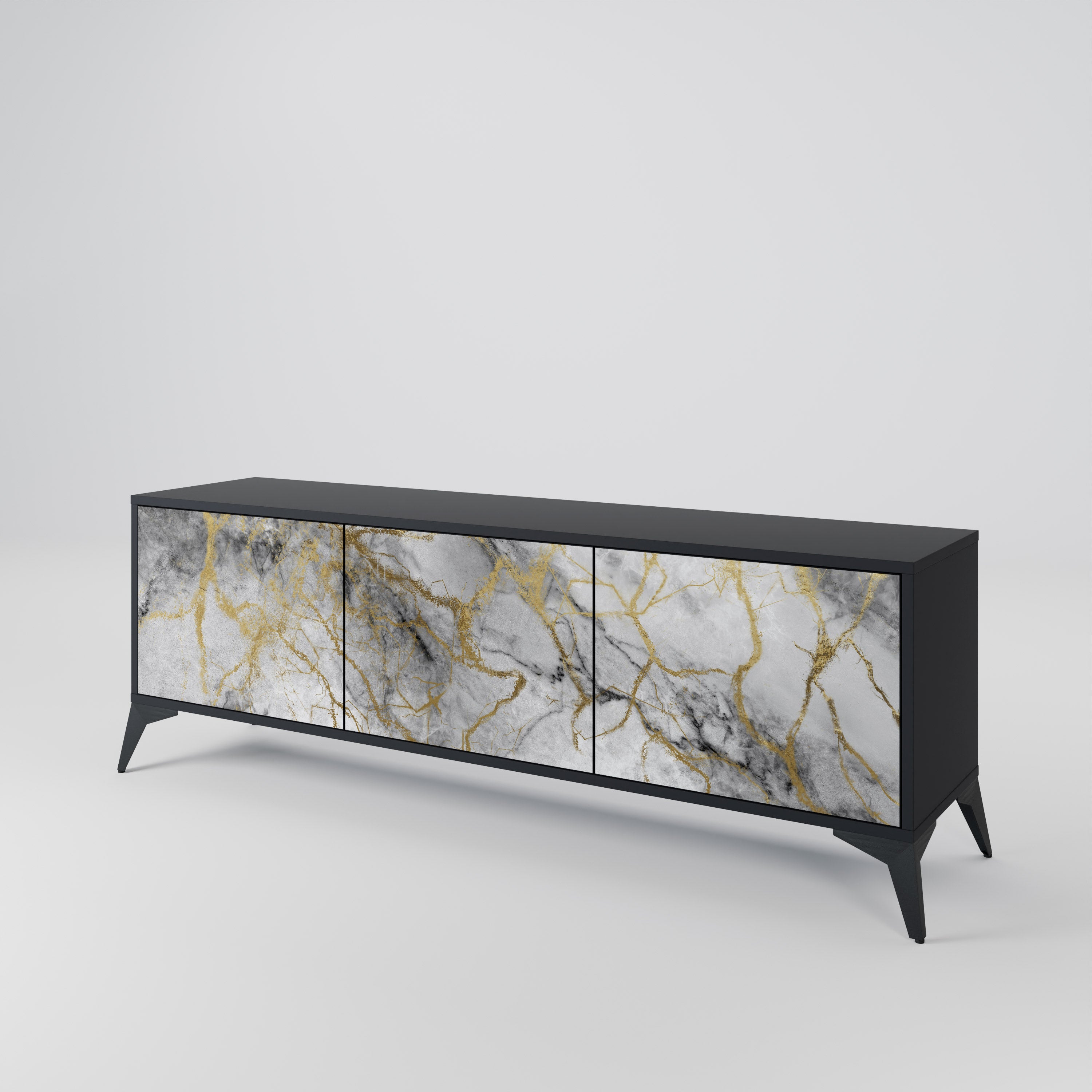 Mueble de TV TIMELESS GLIDE de 3 puertas con acabado negro