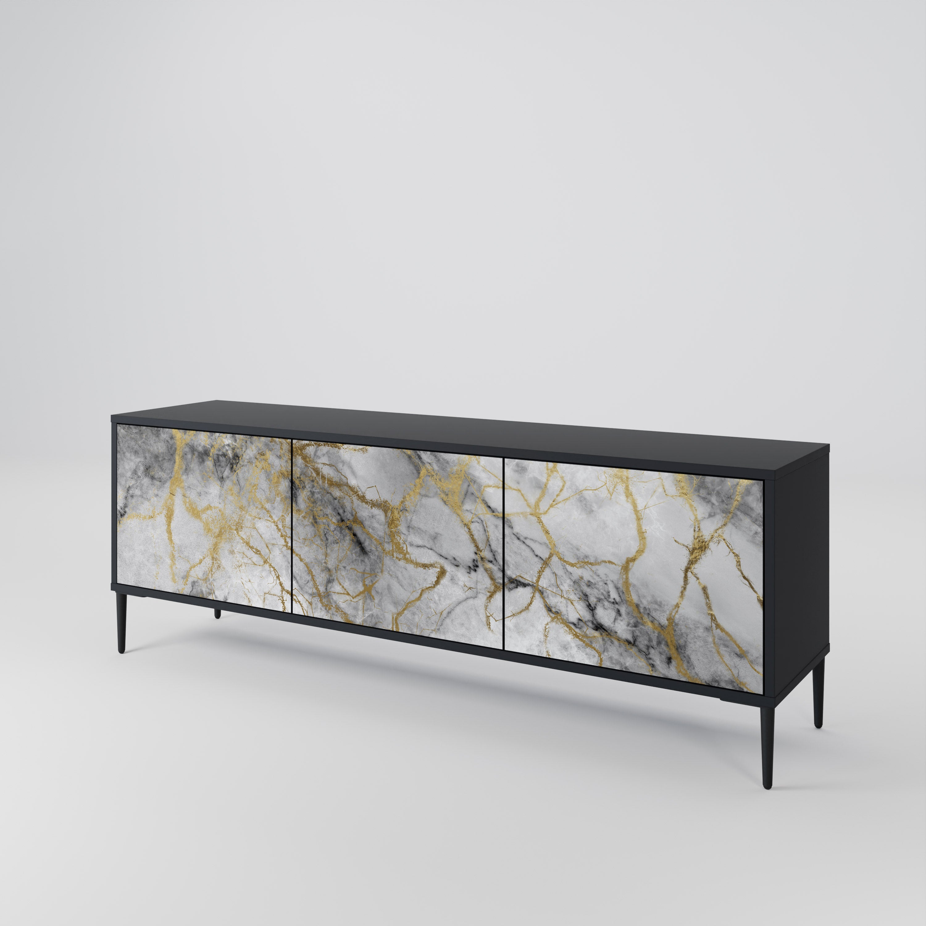 Mueble de TV TIMELESS GLIDE de 3 puertas con acabado negro