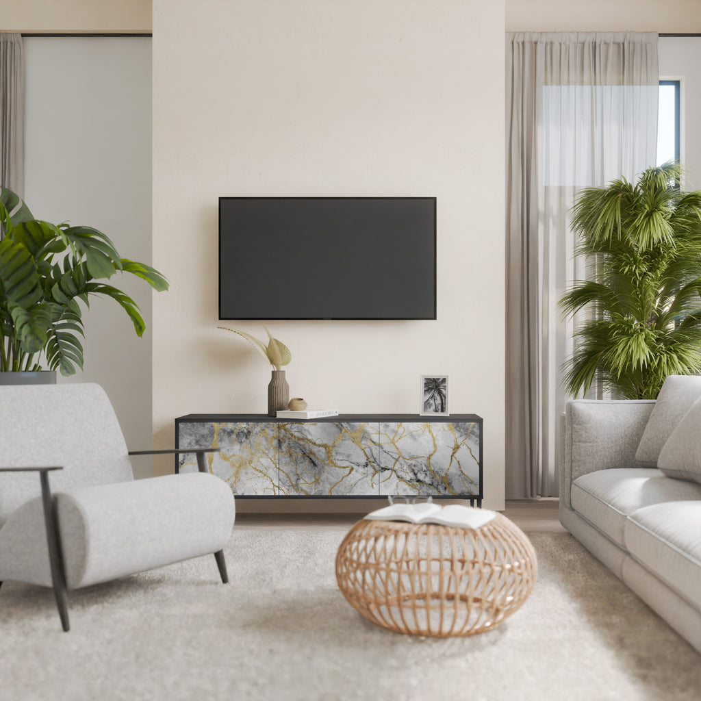 Mueble de TV TIMELESS GLIDE de 3 puertas con acabado negro