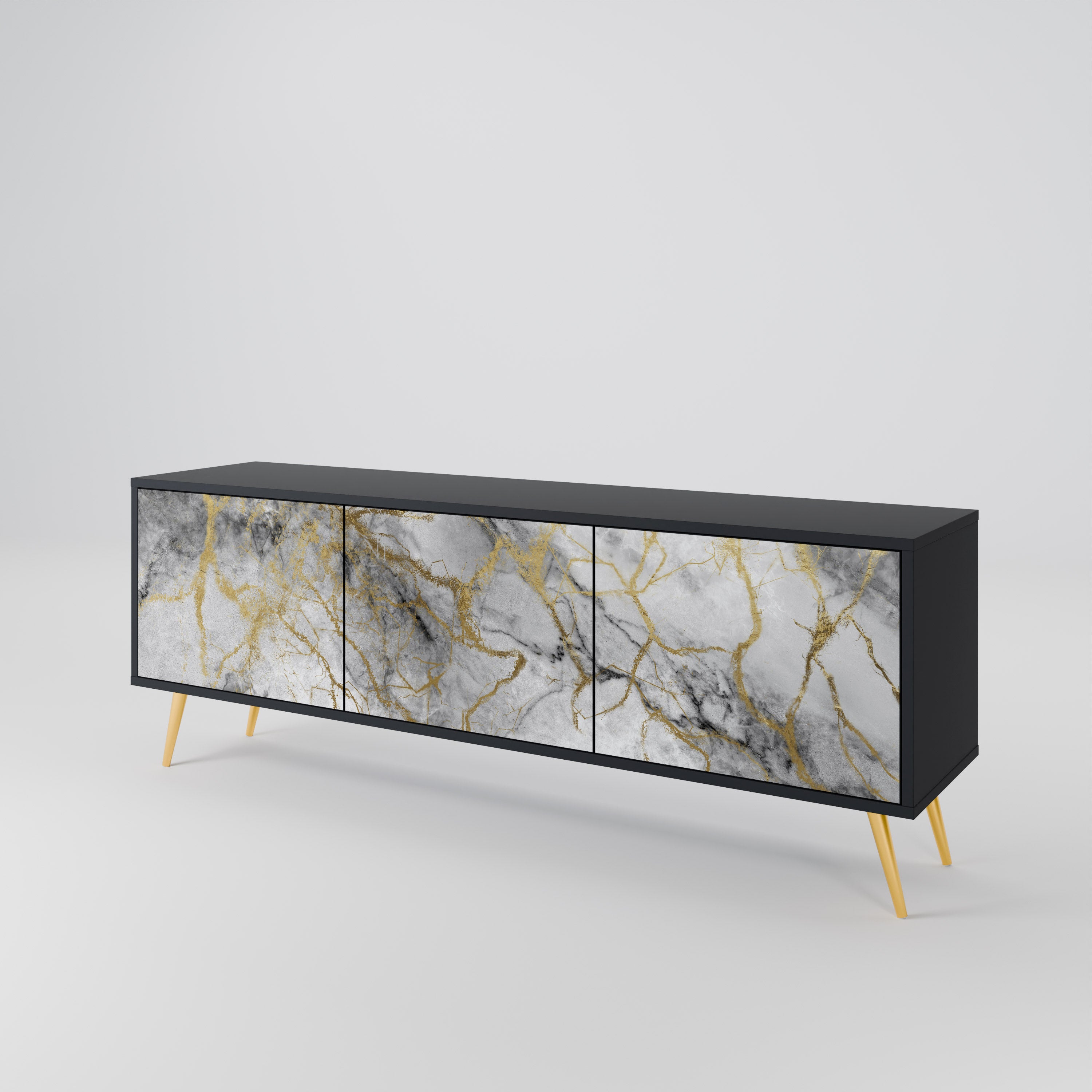 Mueble de TV TIMELESS GLIDE de 3 puertas con acabado negro