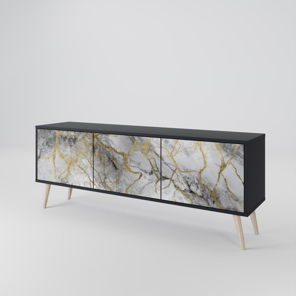 Mueble de TV TIMELESS GLIDE de 3 puertas con acabado negro