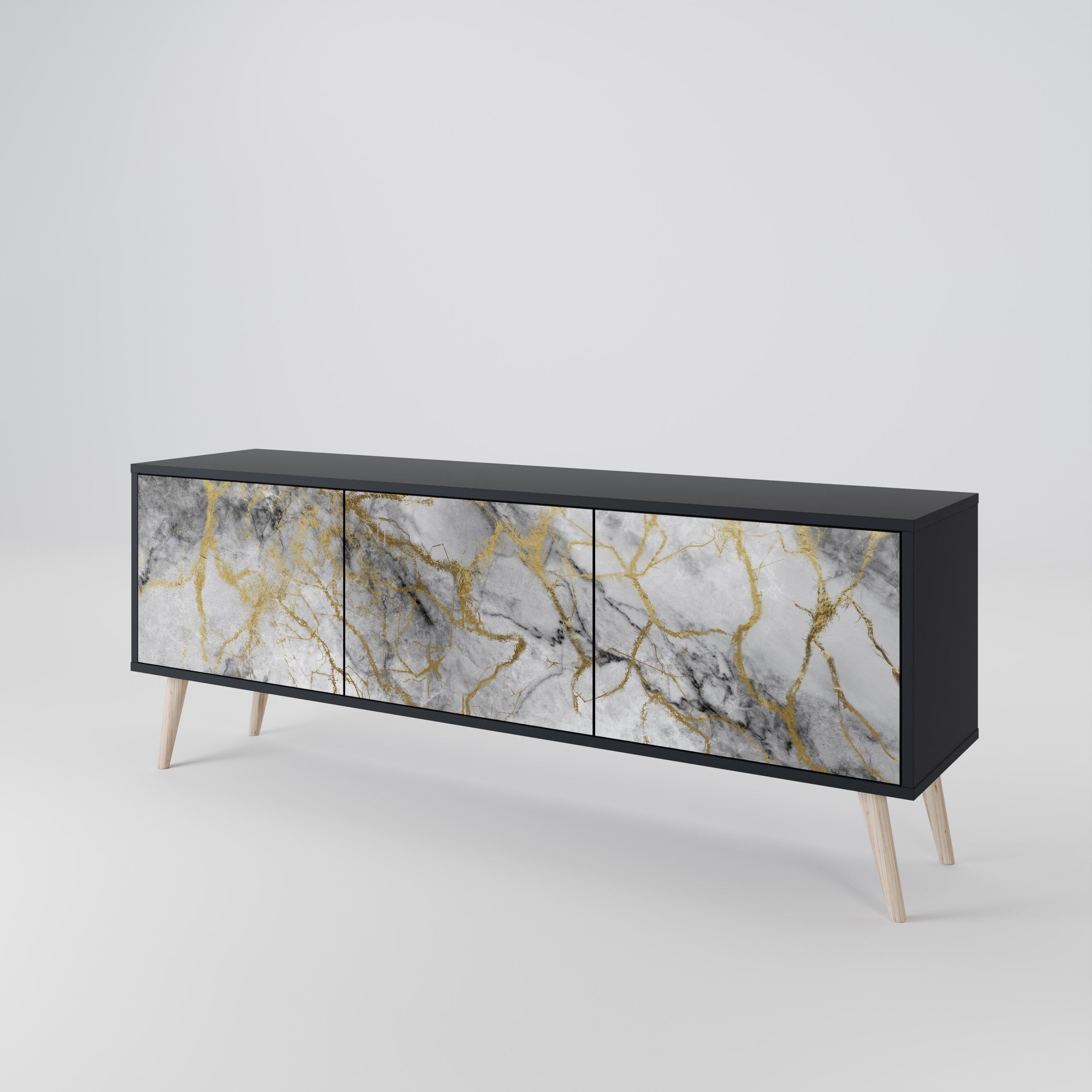 Mueble de TV TIMELESS GLIDE de 3 puertas con acabado negro