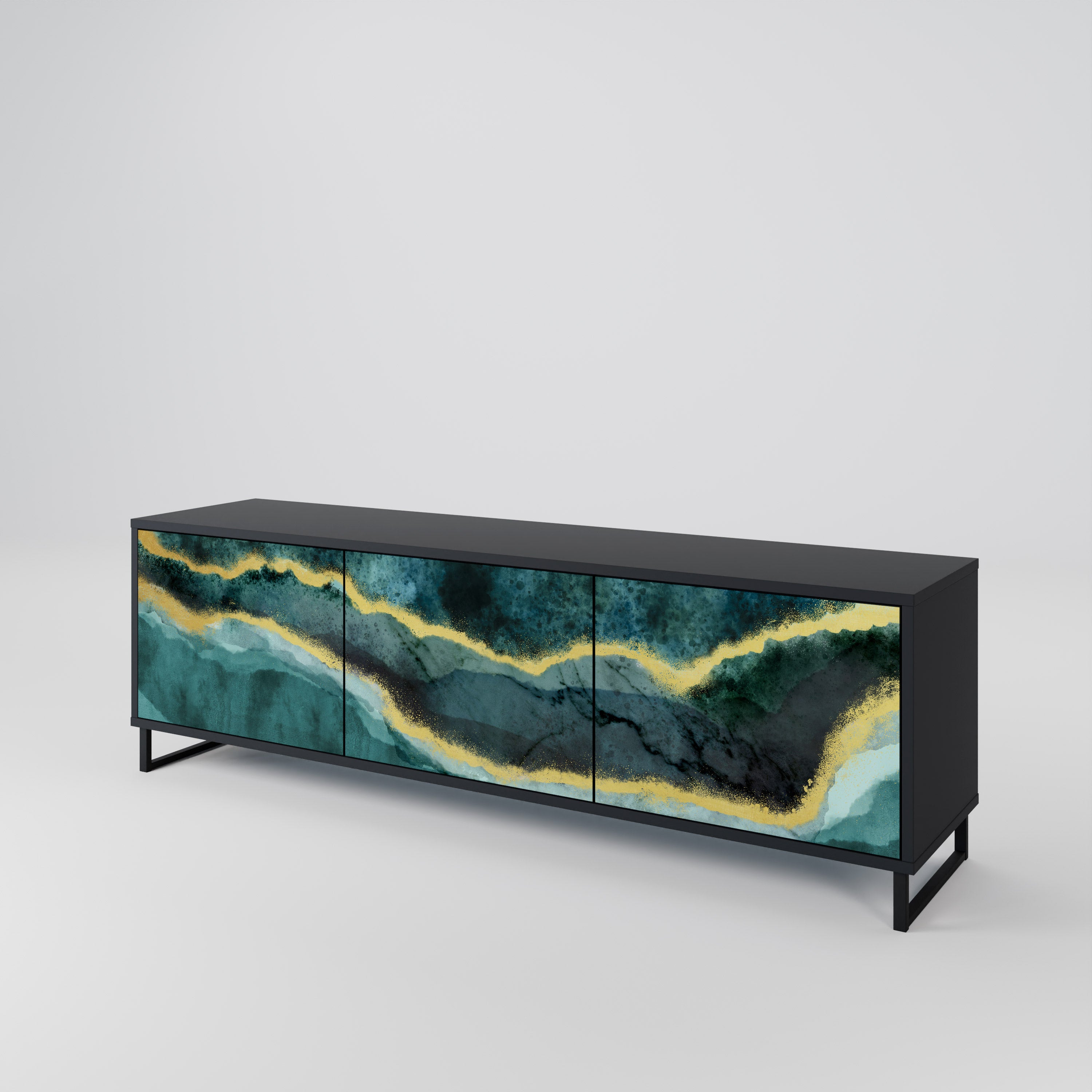 Mueble de TV de 3 puertas GOLDRUSH ODYSSEY con acabado negro