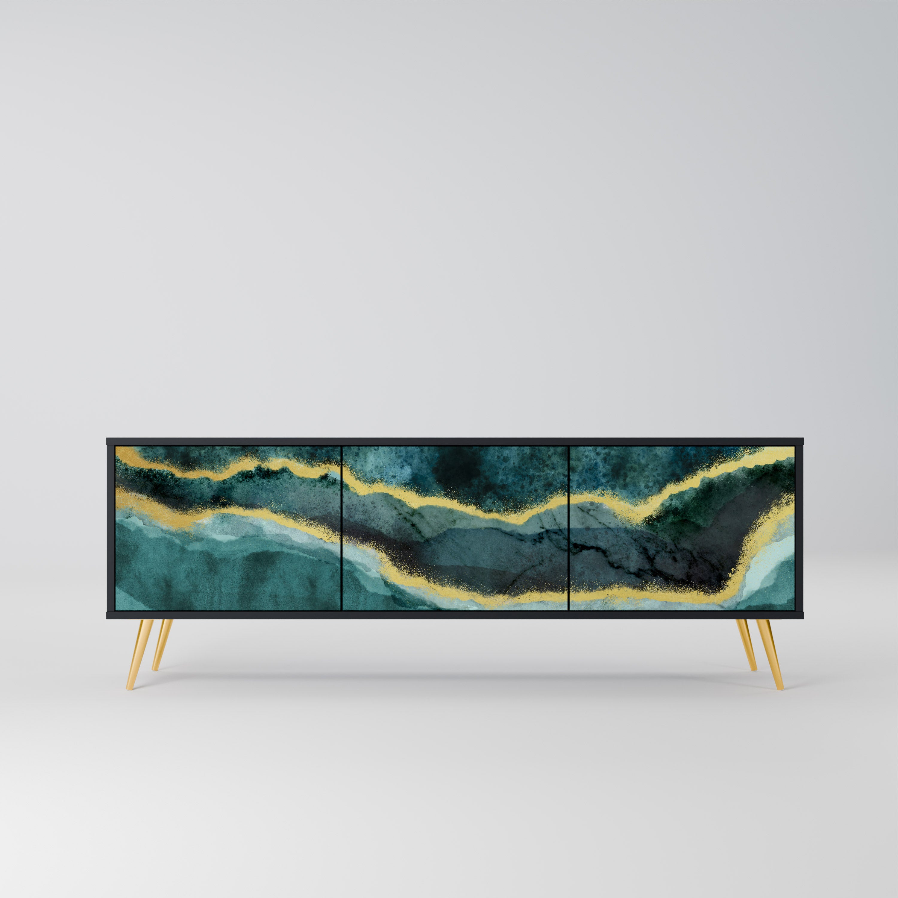 Mueble de TV de 3 puertas GOLDRUSH ODYSSEY con acabado negro