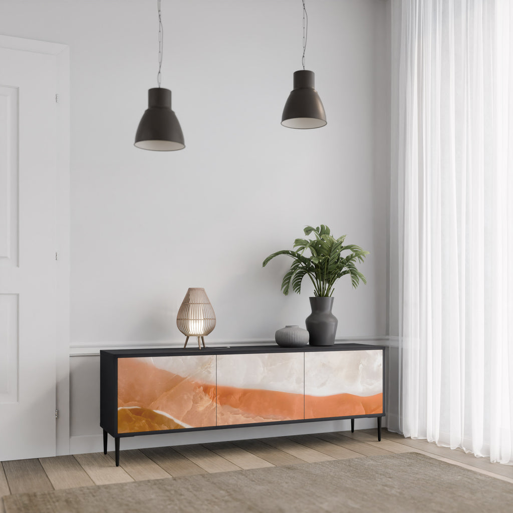 Mueble de TV de 3 puertas SPLENDOUR de SANDHILLS con acabado negro