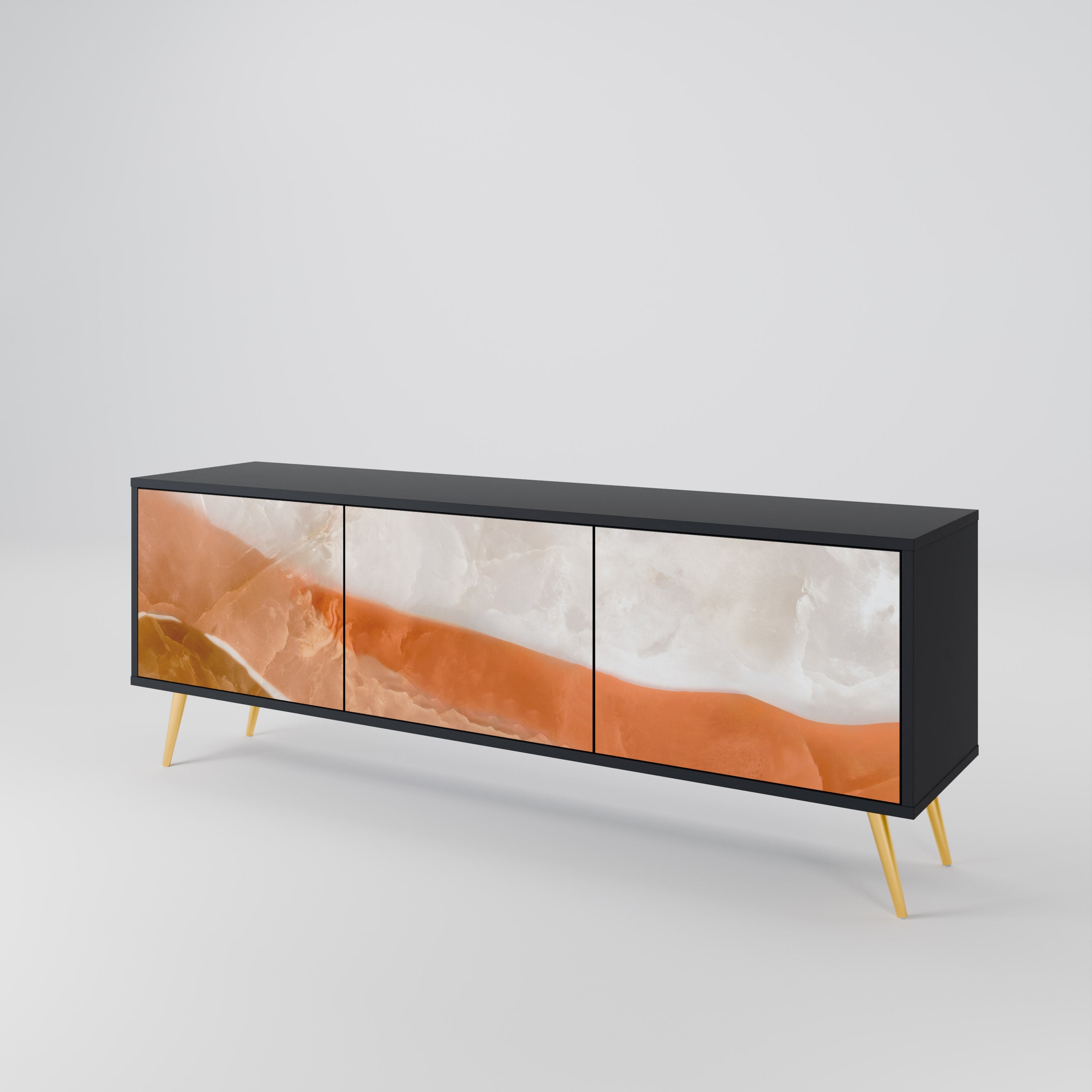 Mueble de TV de 3 puertas SPLENDOUR de SANDHILLS con acabado negro