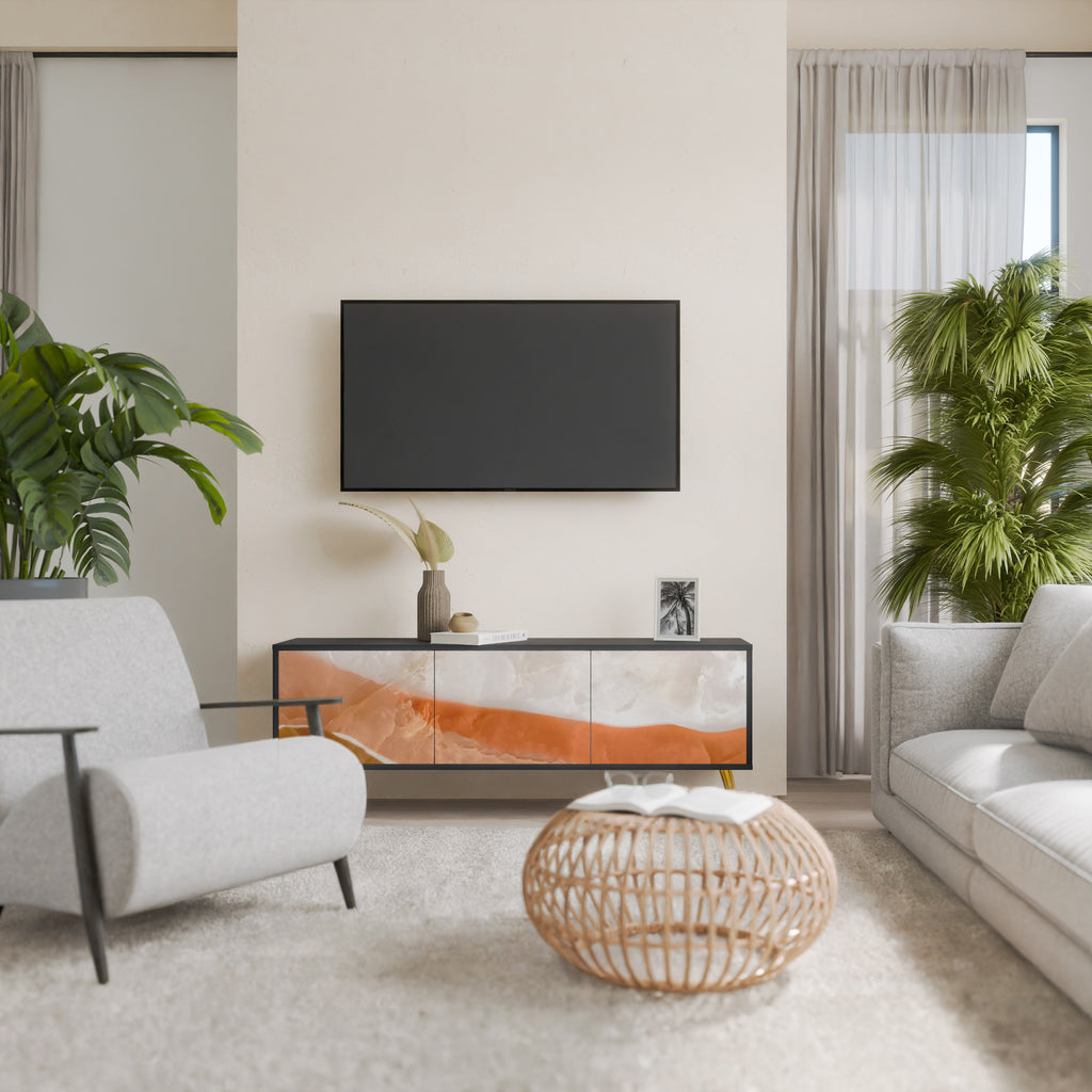 Mueble de TV de 3 puertas SPLENDOUR de SANDHILLS con acabado negro