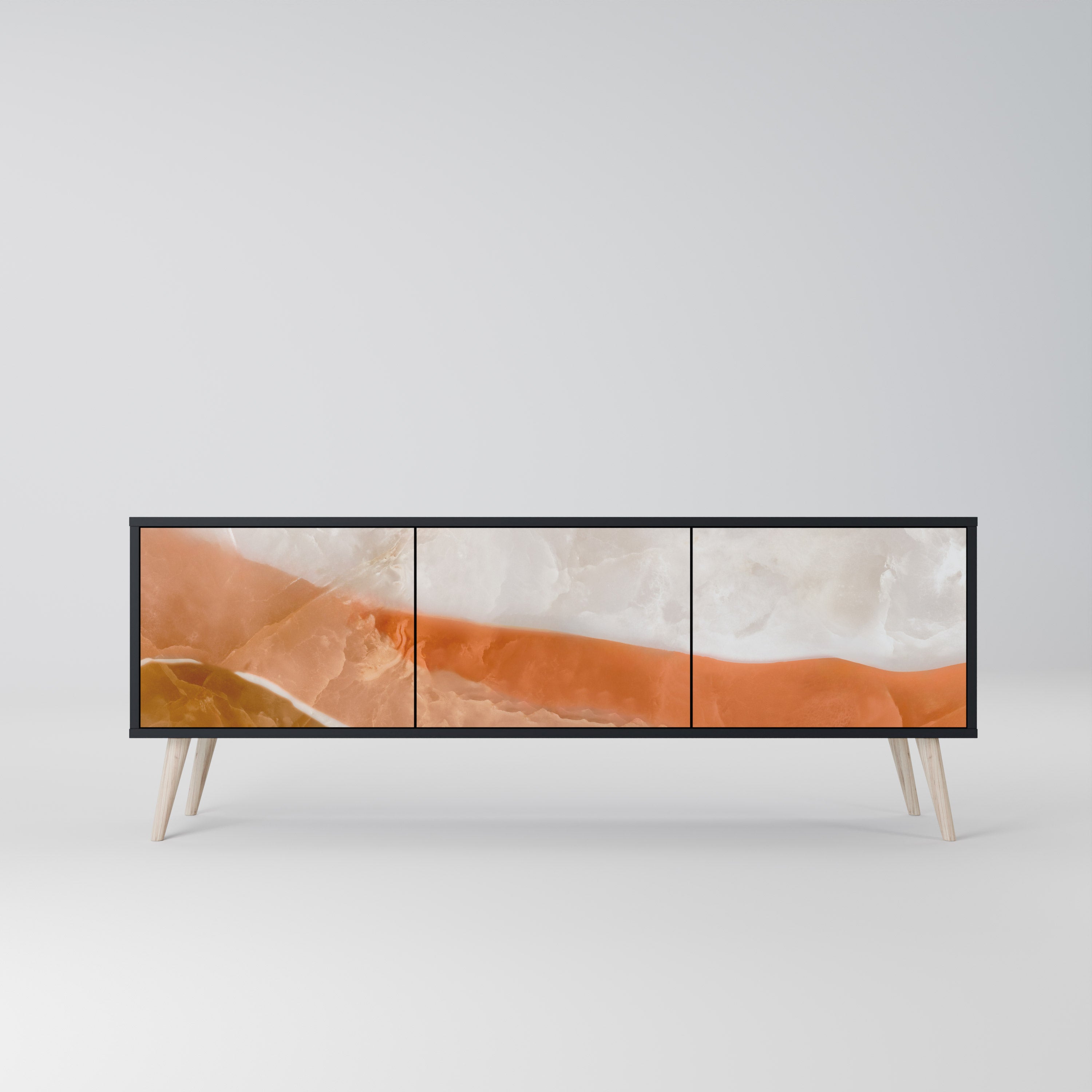 Mueble de TV de 3 puertas SPLENDOUR de SANDHILLS con acabado negro