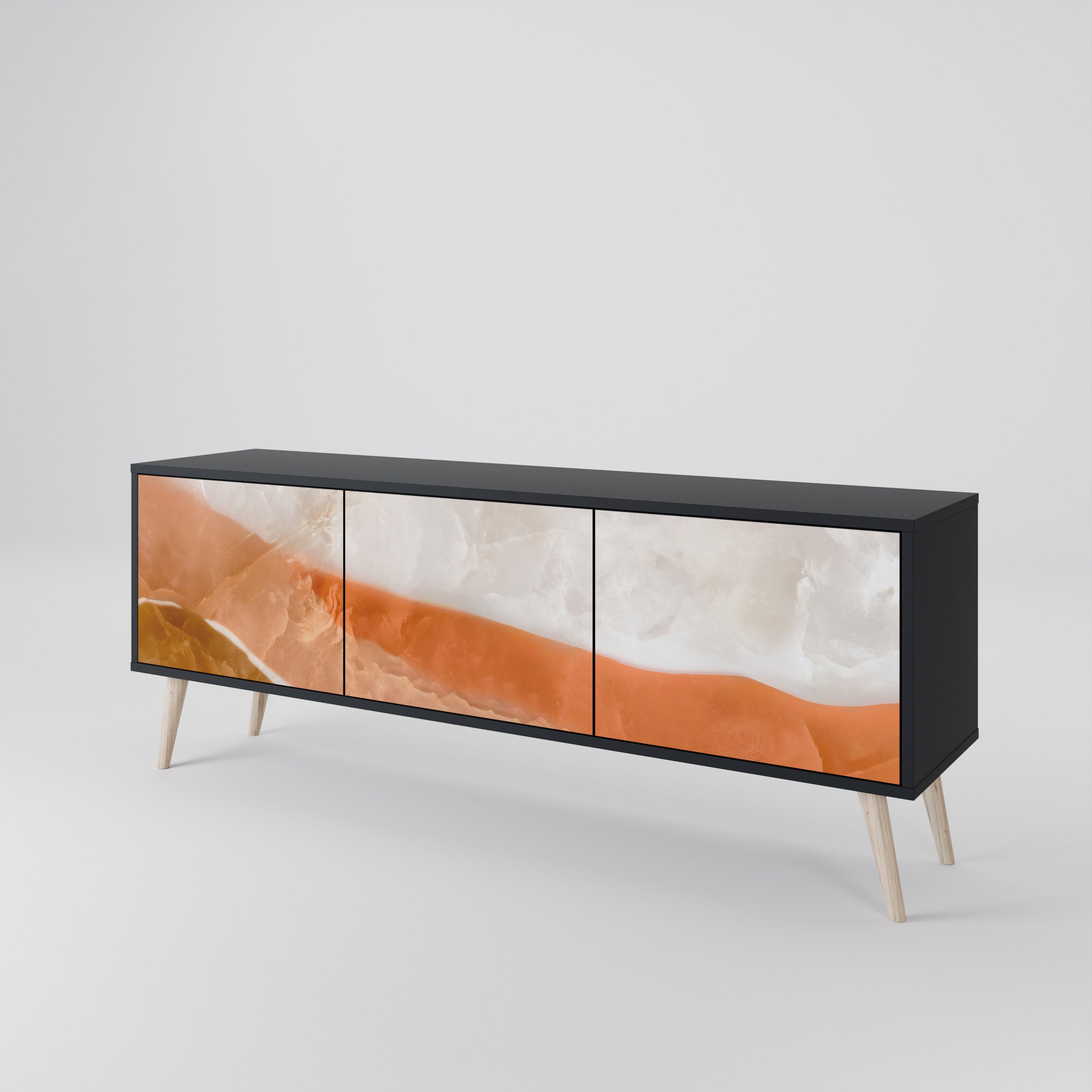Mueble de TV de 3 puertas SPLENDOUR de SANDHILLS con acabado negro