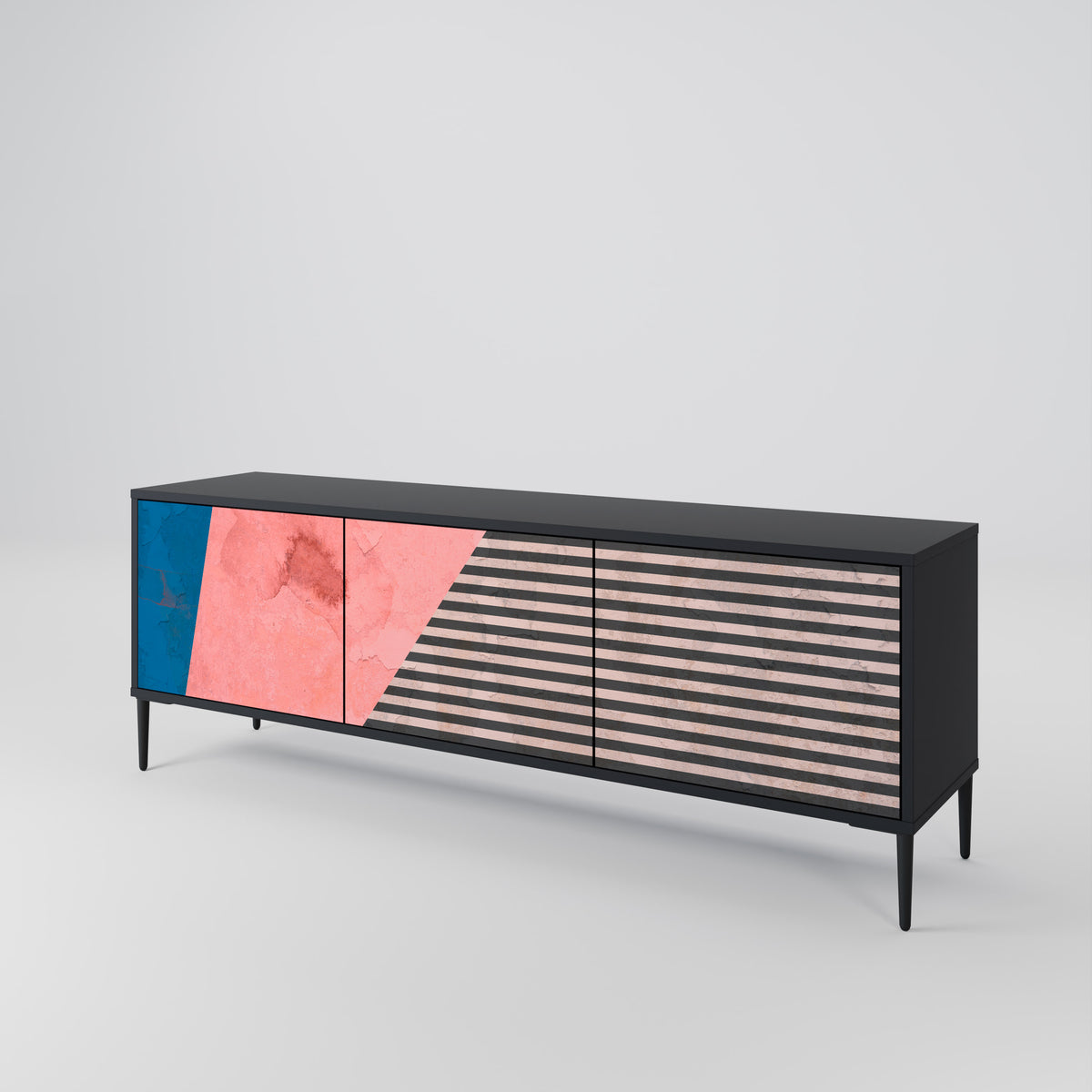 GLAMOROUS STRIPE Mueble de TV de 3 Puertas