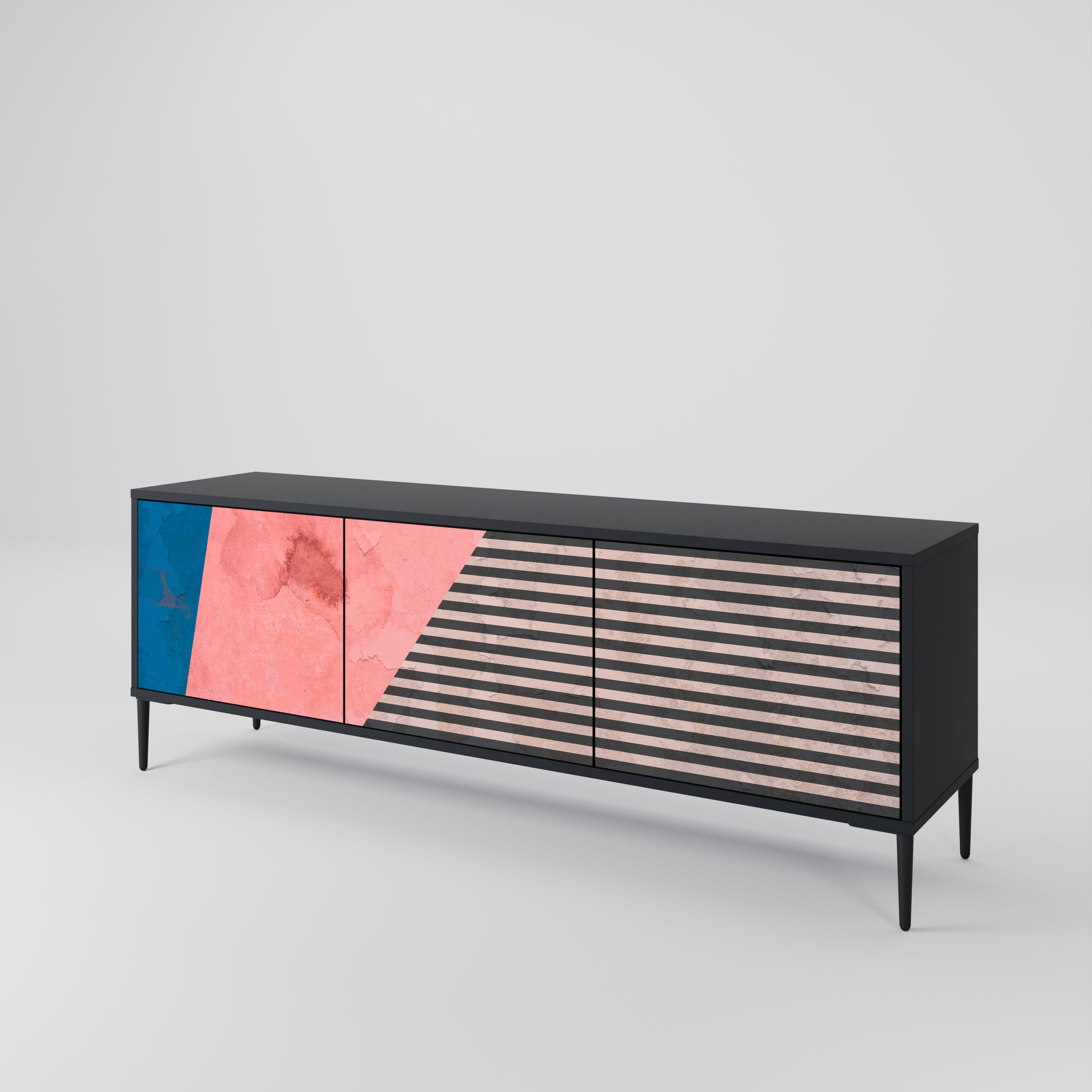 GLAMOROUS STRIPE Mueble de TV de 3 Puertas
